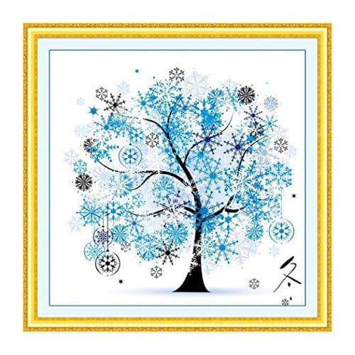 Cross Stitch DIY Handmade Needlework Set Dream Tree Cross-Stitch Scenery Patterns Embroidery, Scenery, Four Seasons Rich Tree, Home Decoration ( 49 x 49 cm ) (Winter)