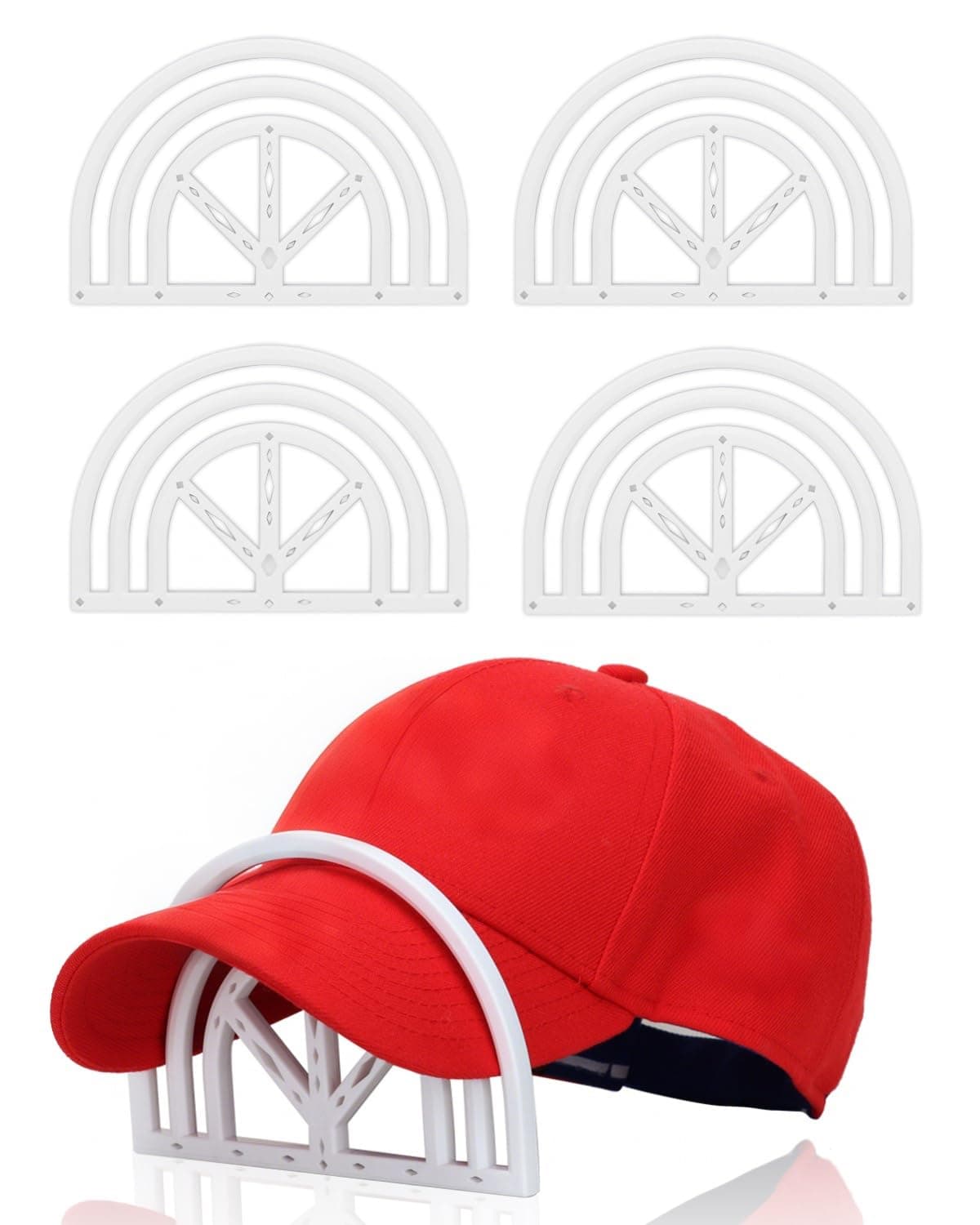 Hat Brim Bender - Easy Baseball Cap Bill Shaper, Visor Curve Tool, Perfect Curving Band for Flat and Curved Brim Caps - Hat Accessories for Men (Pack of 4, White)