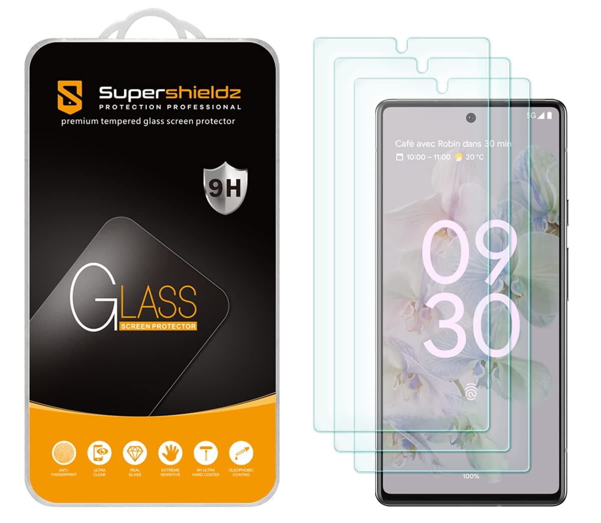 Supershieldz (3 Pack) Designed for Google Pixel 6a Tempered Glass Screen Protector, Anti Scratch, Bubble Free