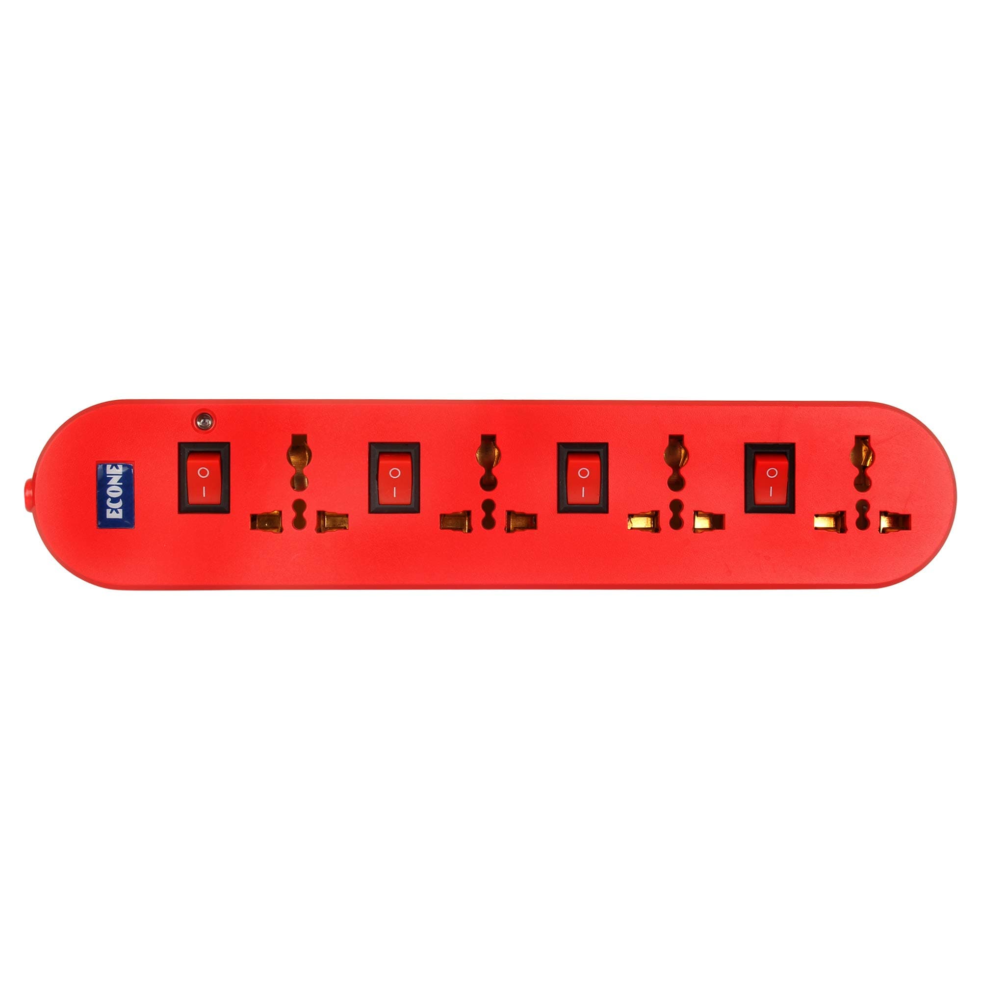 ECONE Smart Magic Red 4+4 Extension Cord Power Strip Surge Protector,4 Universal Brass Socket with 4 Individual Switch- 1 Year Warranty(4.4 Mtr Wire)