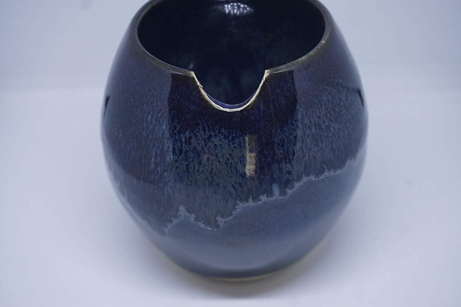 Ceramic Mate Gourd with Side Hole for Mate Straw aka Yerba Mate Cup Blue Mixed Swirl with Optional Bombilla (Metal Yerba Mate Straw) Lead Free