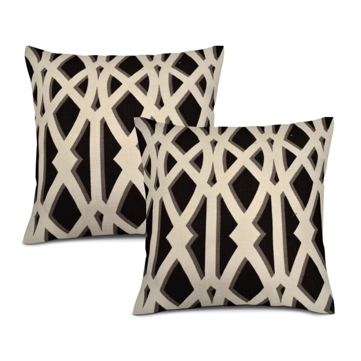 TexsourceBoho Pillow Covers 20 x 20 Set of 2, Black P Kaufmann Fabric Throw Pillow Covers Outdoor Decorative Linen Pillow Covers for Couch Bed Sofa Cushion Boho Pillowcases