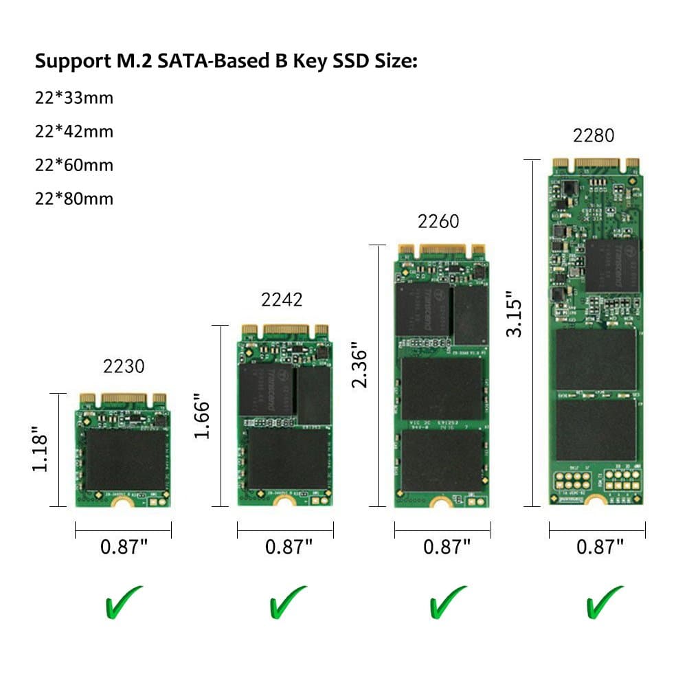 M.2 to USB Adapter, AUYOUWEI B Key M.2 SSD to USB 3.0 Adapter / 2280 M2 SSD Drive Adapter/NGFF Converter Reader (No Cable Needed)