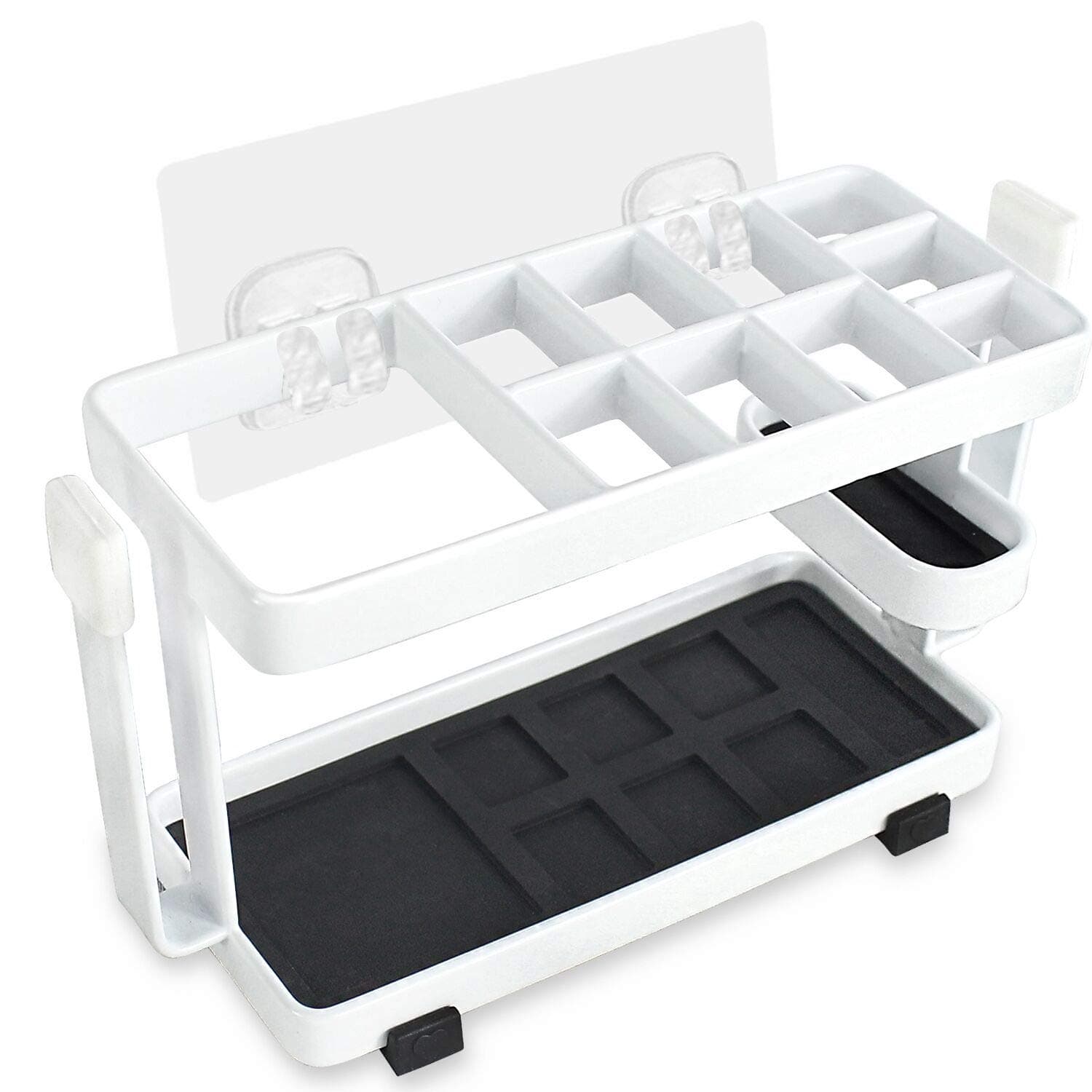 EAUOH Toothbrush and Toothpaste Holder Standing or Sticky Wall Stainless Steel Anti-Rust Large Family Toothbrush Organizer Stand for Bathroom, Holding Kids Toothbrush & Adult Electric Toothbrush