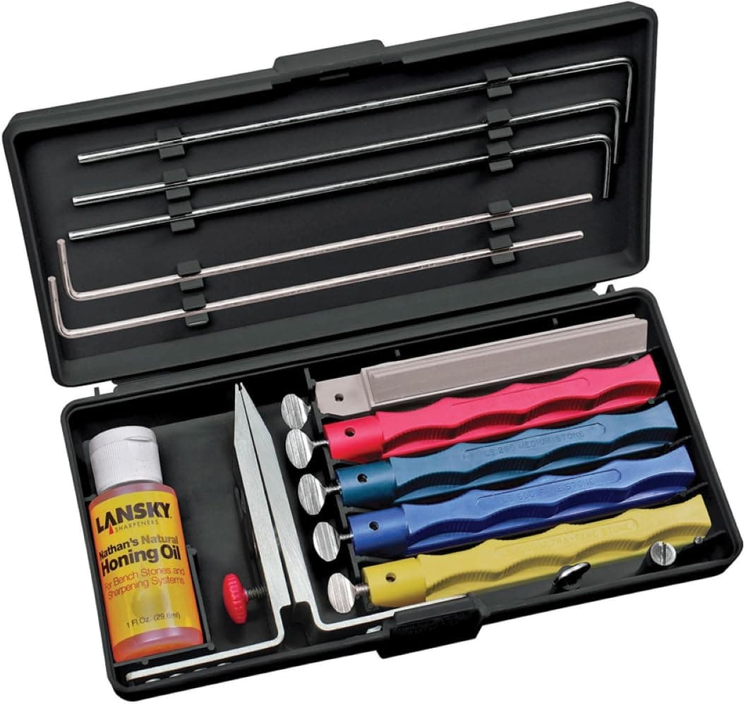 Professional Sharpening System with Coarse, Medium, Ultra Fine, and Serrated Medium Hones