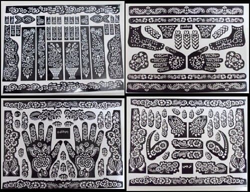 10 A3 Sheets Self Adhesive Decal Stencils For Henna Temporary Tattoo Reusable DIY Transfer Arabic Arabian Tattoo Tattoos Stickers Black Waterproof Sticker Body Henna Stencils Stencil Temples Body