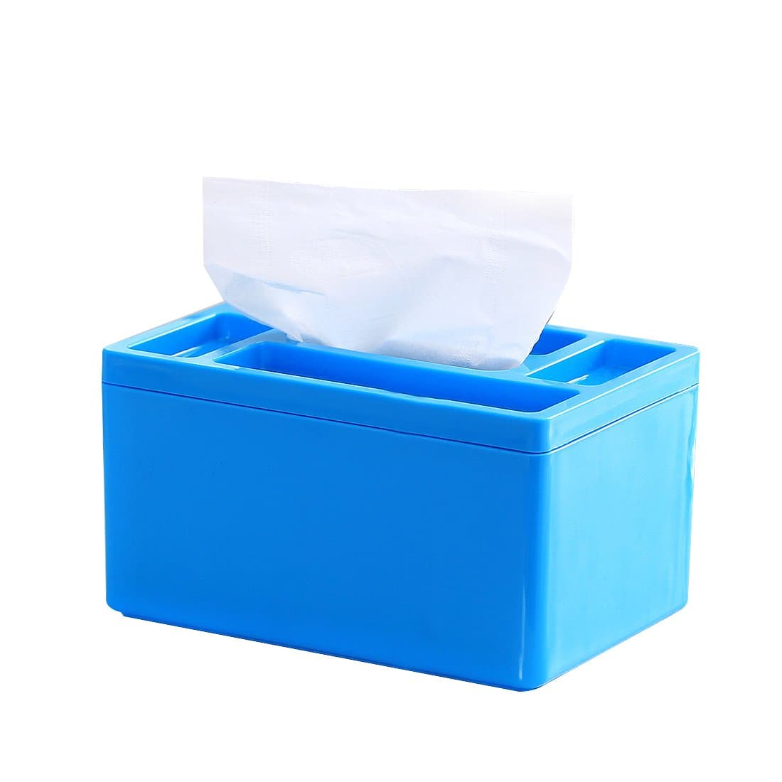 Zasa Multifunction Plastic Storage Tissue Box Cover Holder Case for Home Office Car Bathroom (Blue)