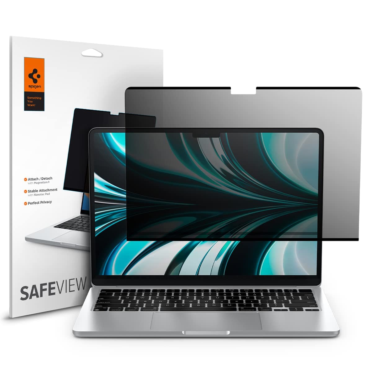 Spigen Safeview Privacy Screen Protector Guard for MacBook Air 13 inch (M5 2026 / M4 2025 / M3 2024 / M2 2023) [1 Pack]