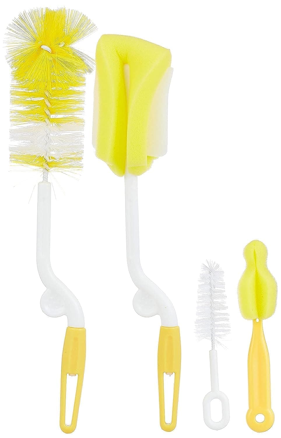 5Pcs/Set Multifunctional Sponge Cleaning Tool Cup Bottle Straw Brush Baby Feeding Nipple Brush Feeding Bottle Washing Cleaner Random Color, Yellow