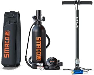 SMACO Scuba Tank with 1L Capacity Mini Scuba Tank Support About 15 Minutes Underwater Breathing Devices Diving Oxygen Tanks Scuba Cylinder for Underwater Sightseeing/Underwater Work/Backup Cylinder