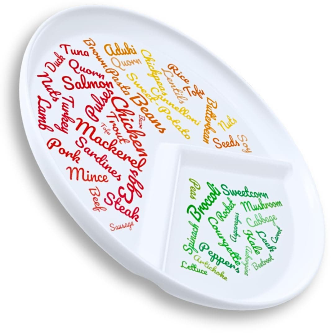 j&m New: Divided Slimming Plate for Easy Portion Control | Beautifully Designed Portion Control & Food Ideas for Sustainable Weight Loss | Easily Follow a Balanced Diet