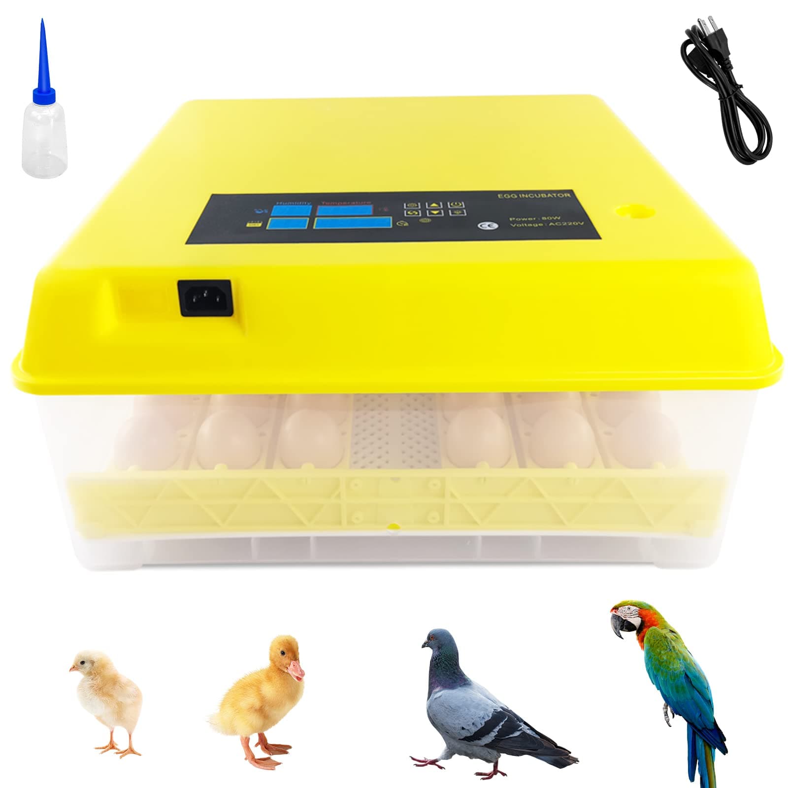 PRIJESSE Egg Incubator 48 Digital Incubator with Automatic Egg Turning and Temperature and Humidity Control for Hatching fertilized Eggs of Chickens, Ducks and Geese, for Home and Laboratory use (48)