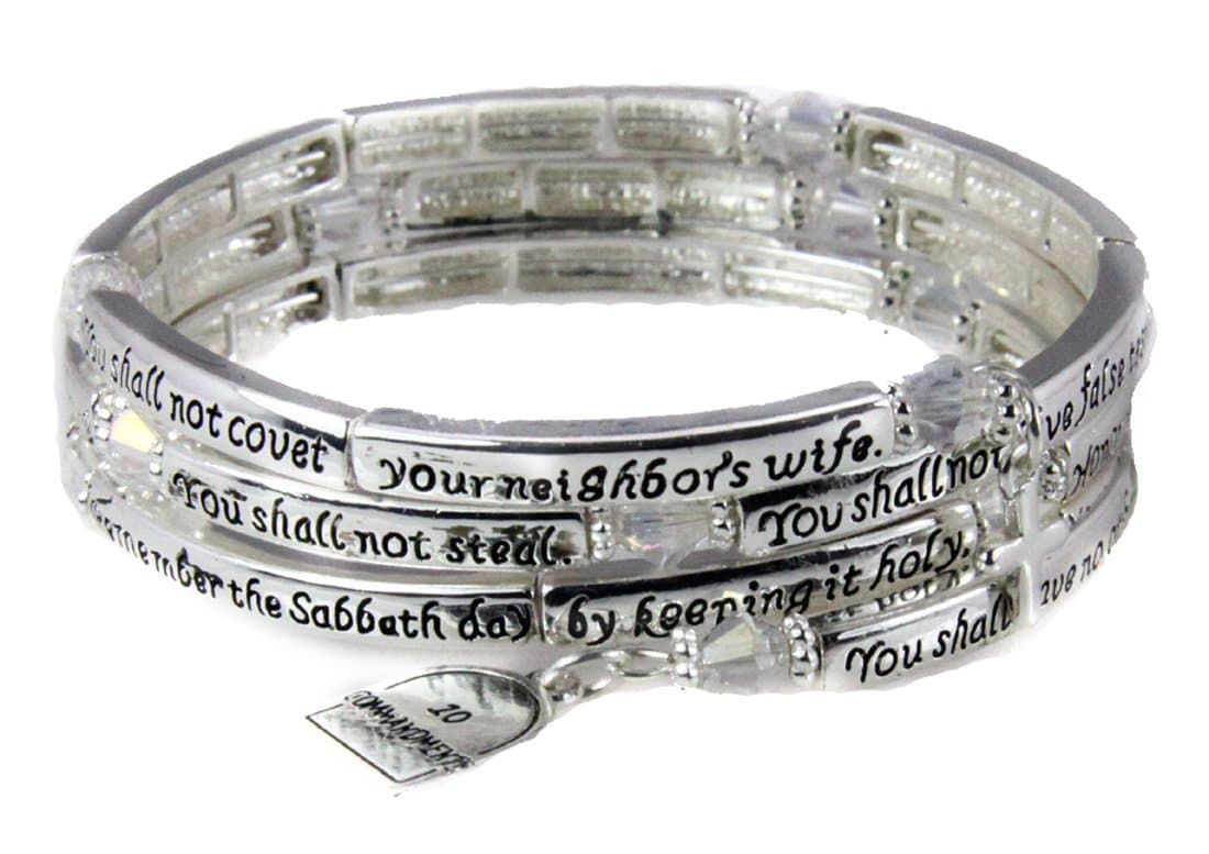 4030709 10 Commandments Coil Bracelet Exodus Religious Cross Bible Scripture