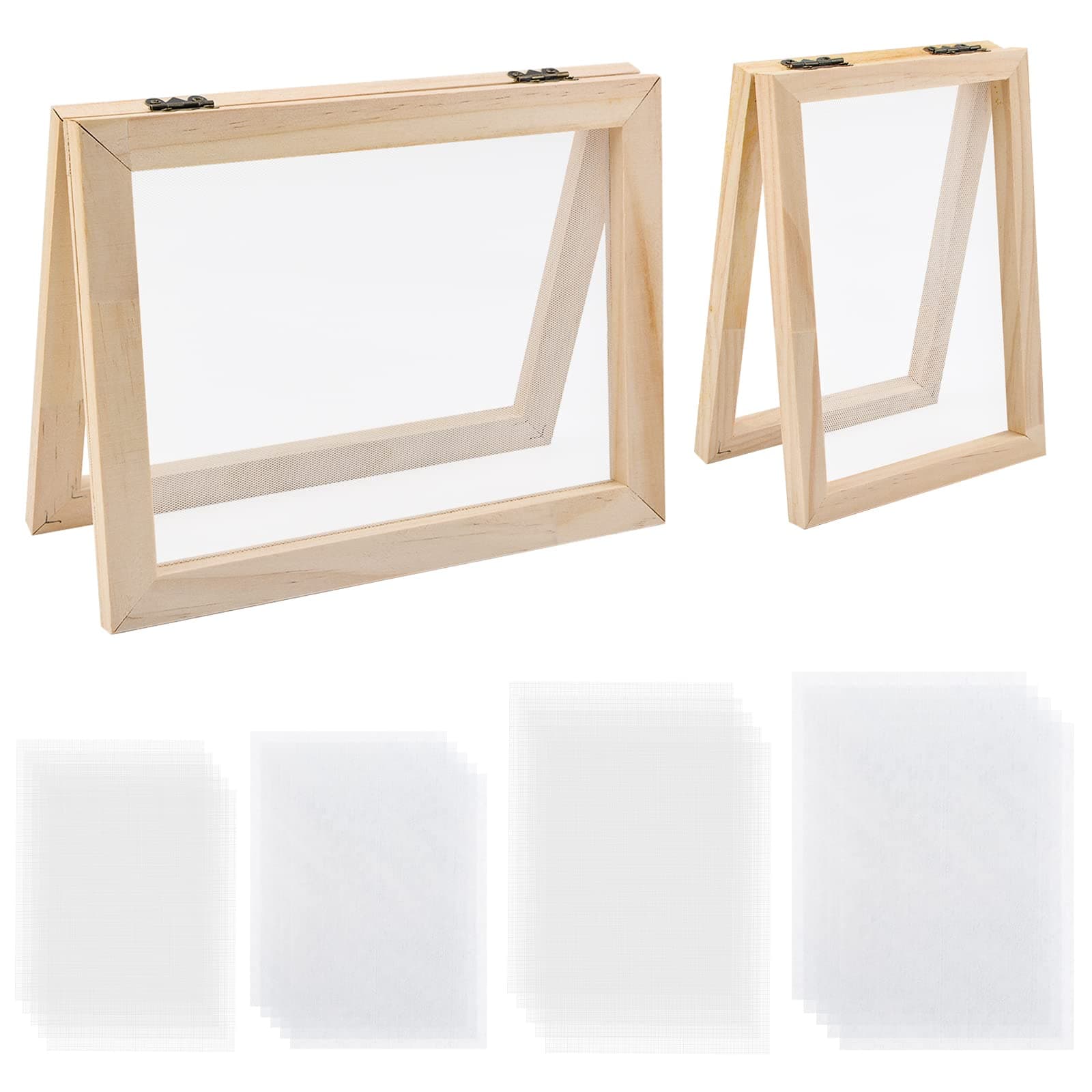 WANDIC Paper Making Screen Kit, Paper Making Set Includes Wooden Paper Making Mold Frame, Paper Making Cloth, Meshes For DIY Paper Craft