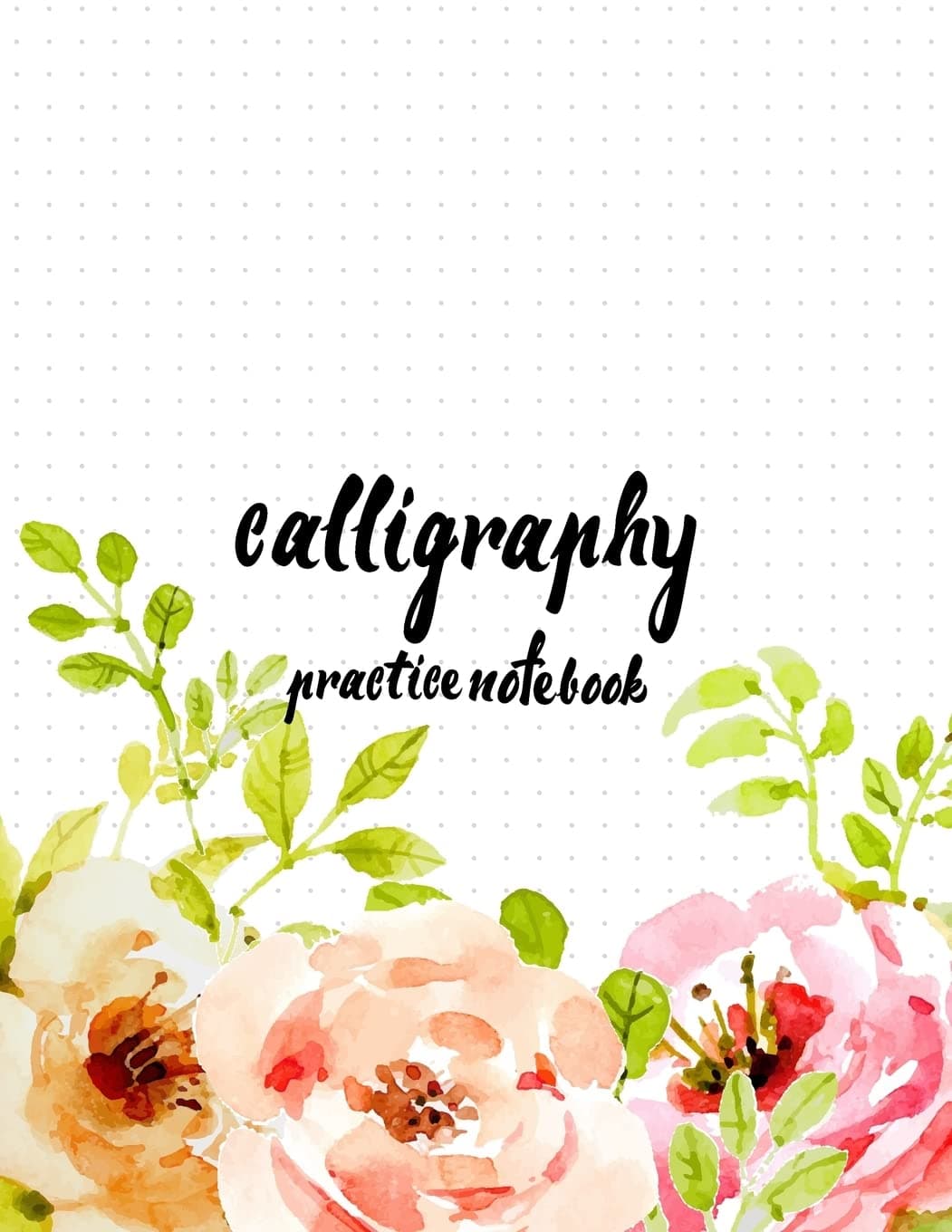 Calligraphy Practice Notebook, Watercolor Flower Pink