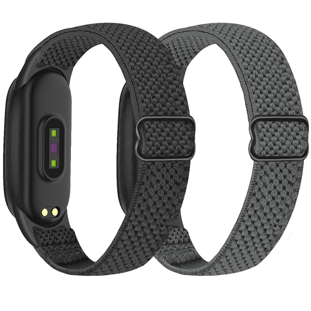 Adjustable Elastic Watch Straps Compatible with Xiaomi Mi Band 7/Mi Band 6/Mi Band 5 Strap, Stretchy Nylon Sports Band Replacement Wristband for Xiaomi Mi Band 7/6/5 Men Women, 2 Pack