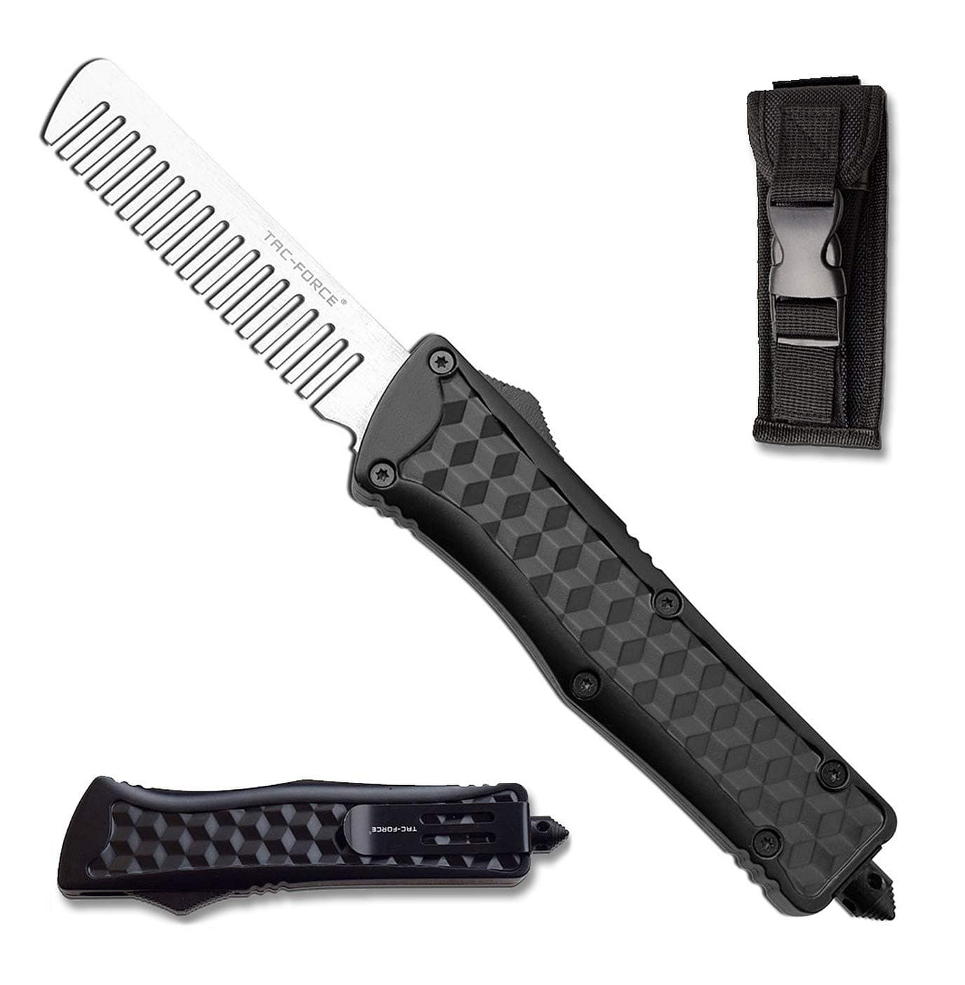 Automatic Folding Hair Diamond Like Comb - Push Button Firecracker Hidden Blade Brush - Tactical Pocket Knife Comb for Beard Hair Mustache