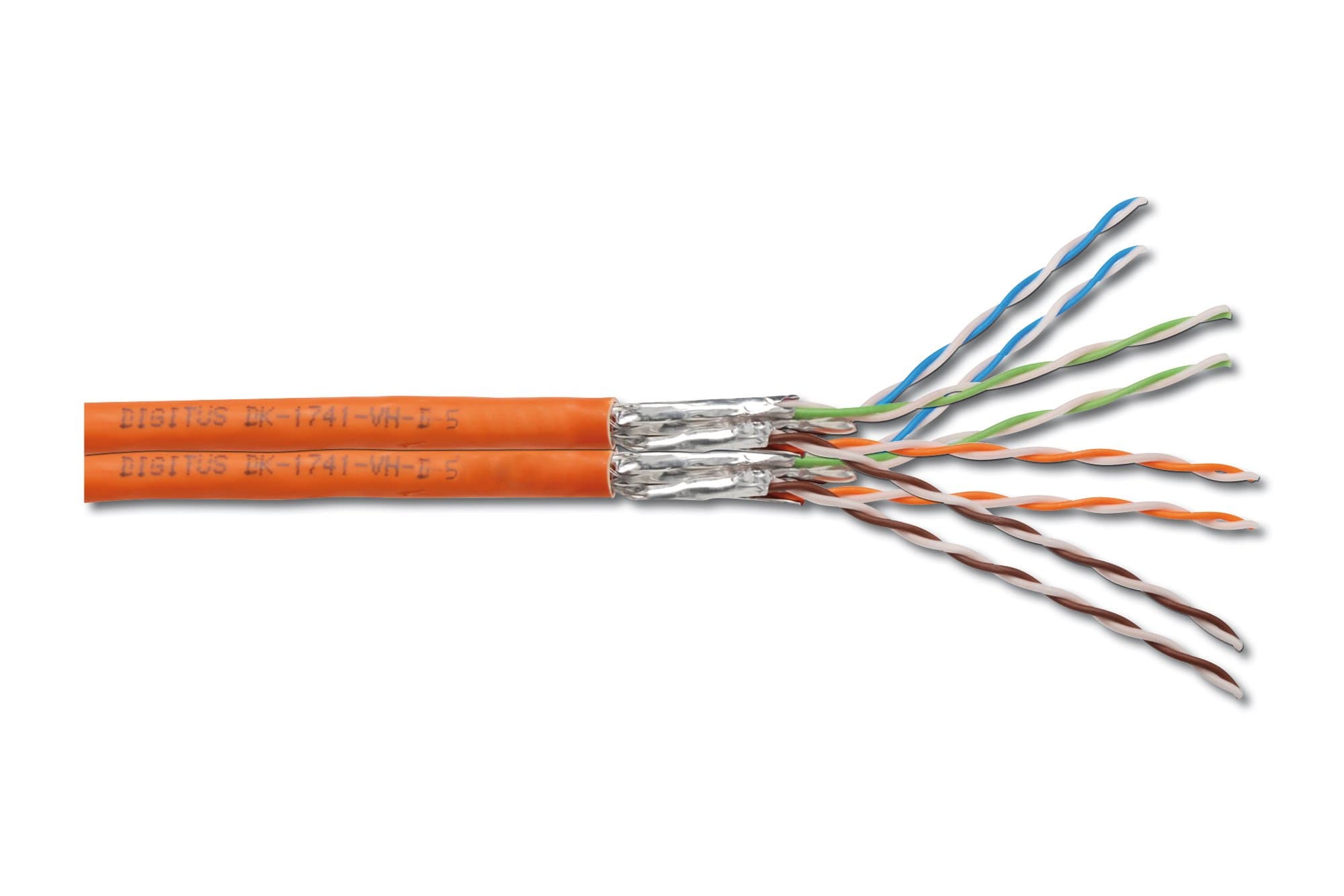 DIGITUS Network Installation Cable Cat-5e Cat-6 Cat-6A Cat-7 Cat-7A orange Orange 100m