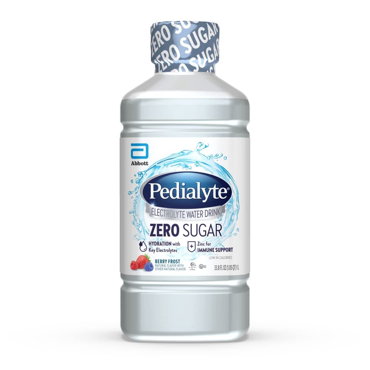 Pedialyte Electrolyte Water with Zero Sugar, Hydration with 3 Key Electrolytes & Zinc for Immune Support, Berry Frost, 1 Liter