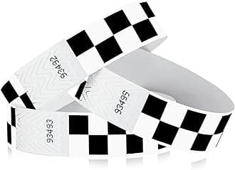 500 WristCo Black Checkered/Checks Tyvek Wristbands for Events - Comfortable Tear Resistant Paper Bracelets ID Wrist Bands for Concerts Festivals Admission Party Identification
