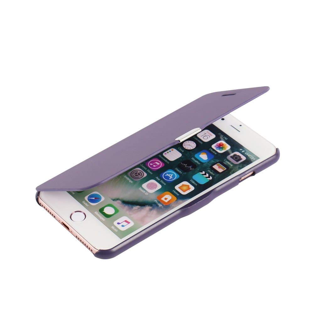 MTRONX for iPhone 7 Plus Case, Magnetic Closure Ultra Slim Folio Flip PU Leather Twill Case Cover Pouch for Apple iPhone - Purple(MG-PP)