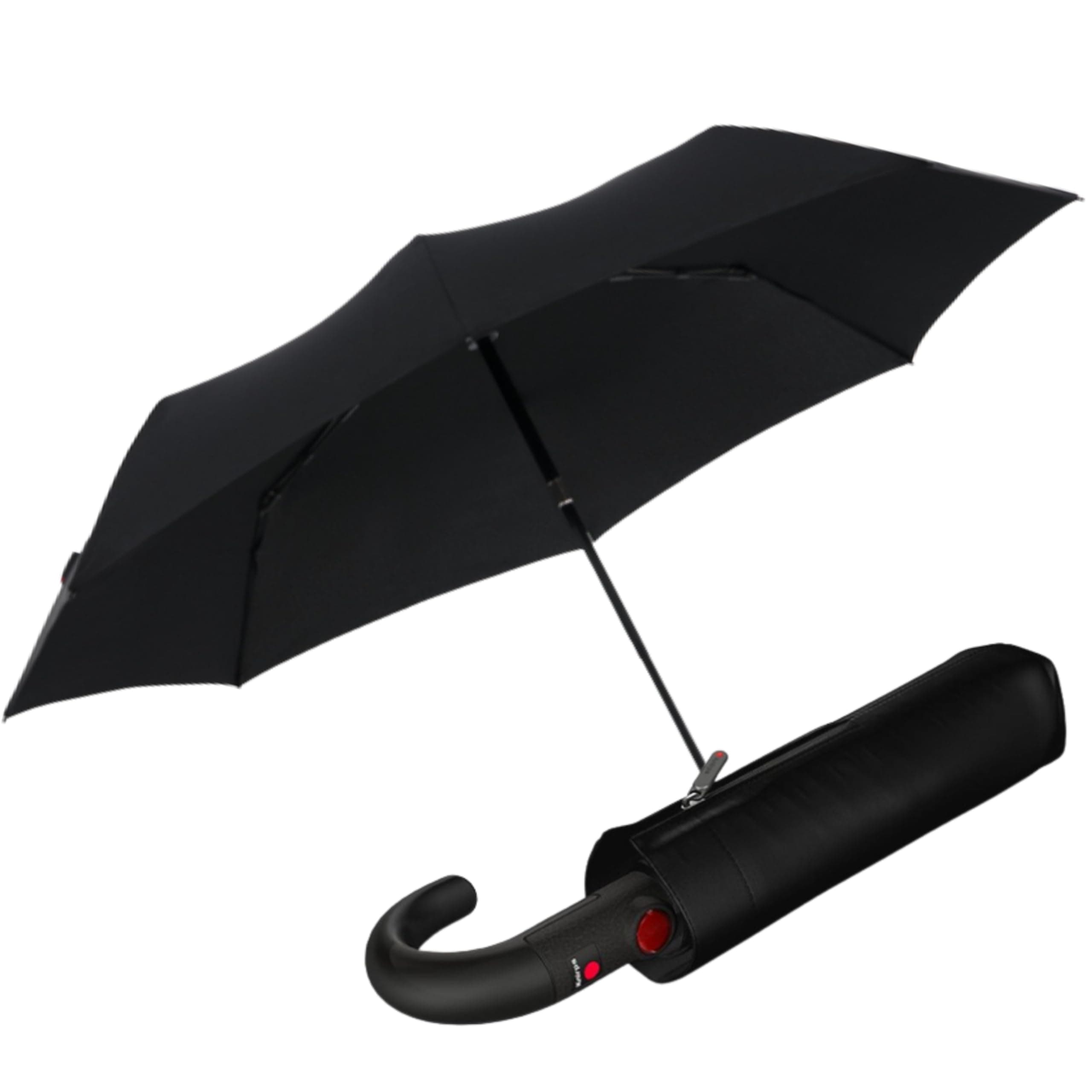 Knirps T.260 Medium Automatic Open Close Rain Umbrella with Curved Handle and Carrying Case - Compact Windproof Travel Umbrellas for Adults, 97cm Diamteter