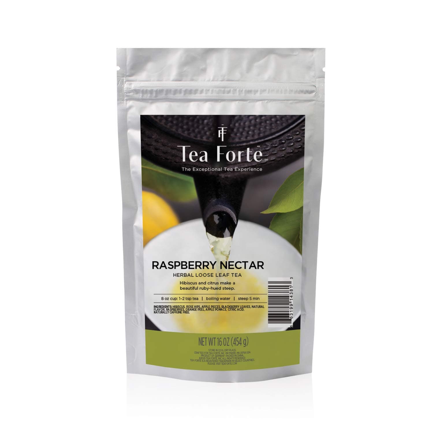 Tea Forte Premium Loose Leaf Tea Blend, Resealable 1 Pound Bag, Makes 160-175 Cups, Raspberry Nectar