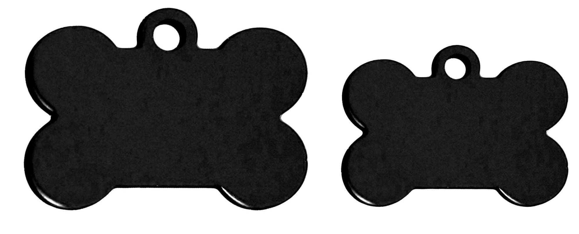 10 Bulk Wholesale Blank Bone Shape Premium Pet Id Tag, 9 Colors, 2 Sizes to Choose from (Black, Large)