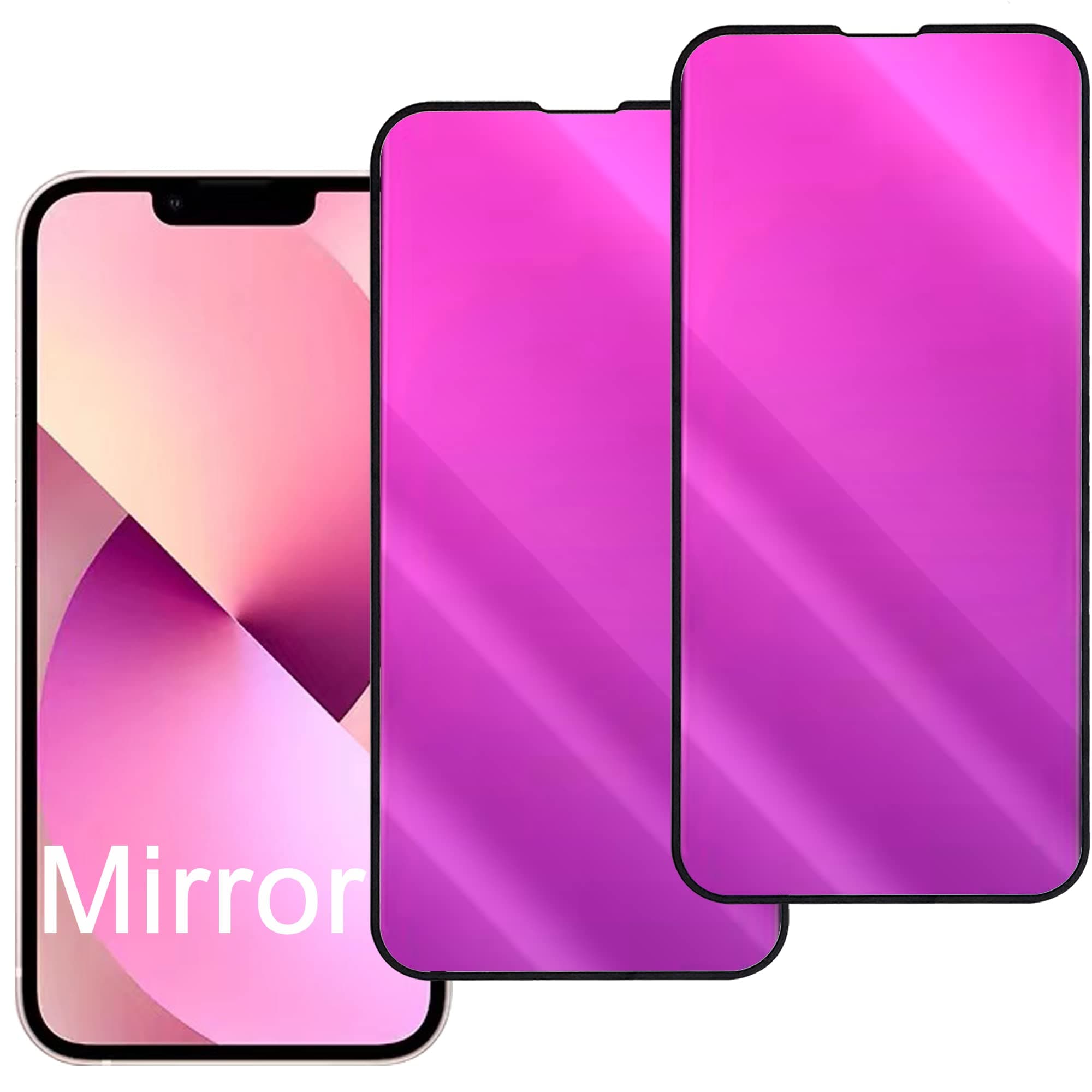 UmhlabaUmhlaba Compatible with iPhone 14 and Compatible with iPhone 13/13 Pro Screen Protector Mirrored colorful Mirror Effect Tempered Glass Bubble Free Case Friendly HD Clear film 6.1 inch 2 Pack(Purple)