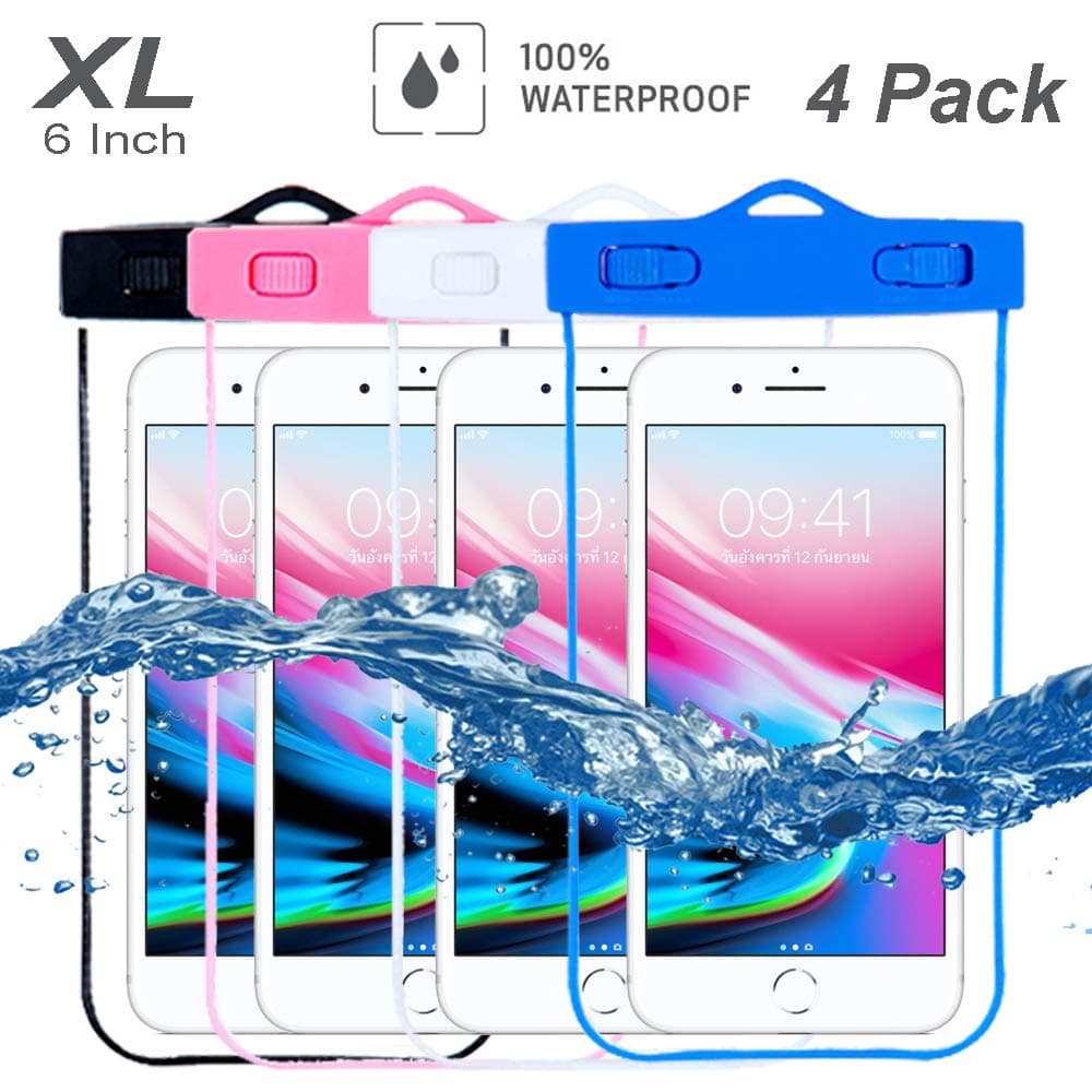 4 LEAF Waterproof Phone Pouch Universal Waterproof Phone Case Dry Bags Compatible with iPhone 11 Pro Samsung Galaxy Google Pixel LG HTC Nexus for Boating Swimming Kayaking Skiing