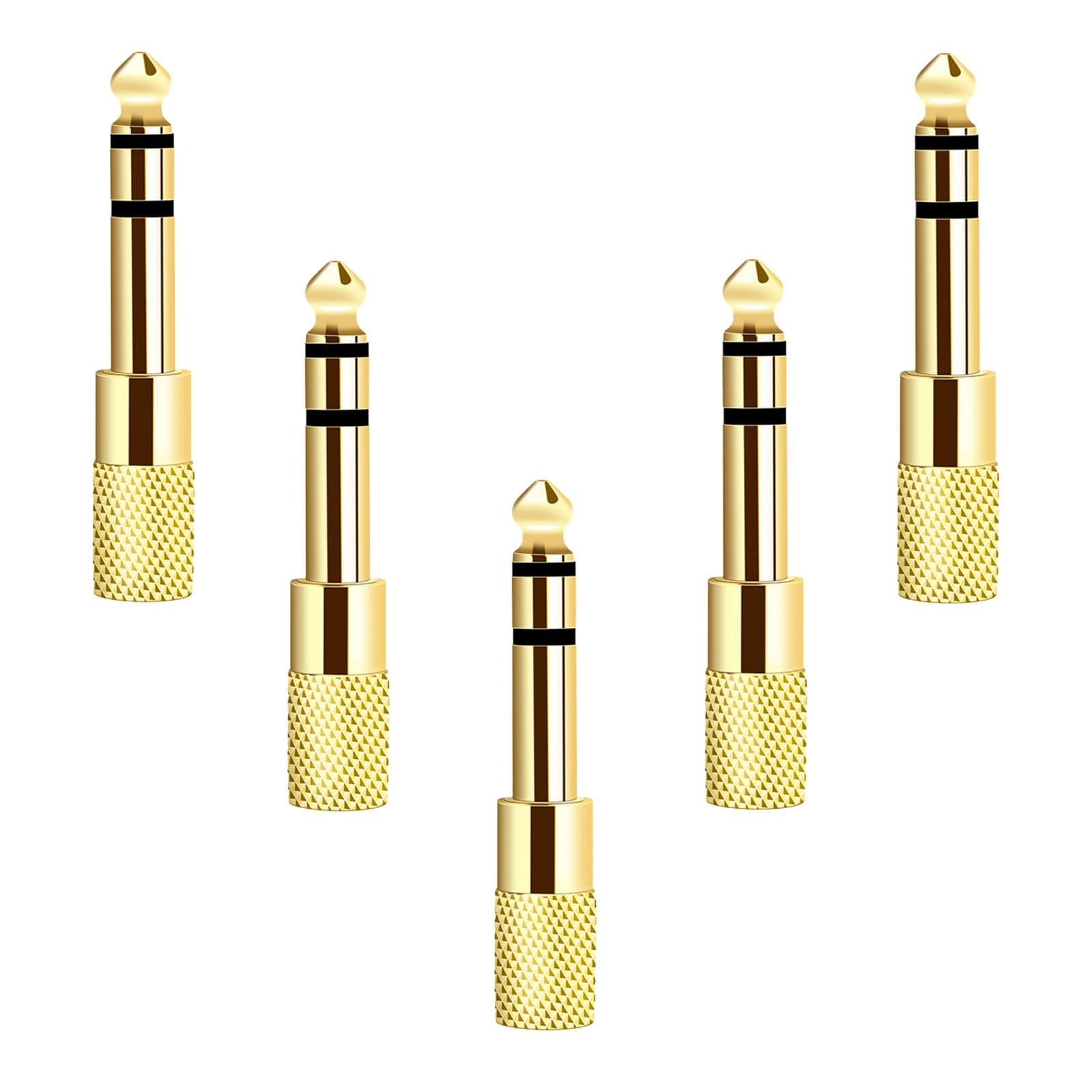 Valefod [Updated Version 5-Pack Stereo Audio Adapter 6.35mm (1/4 inch) Male to 3.5mm (1/8 inch) Female Headphone Jack