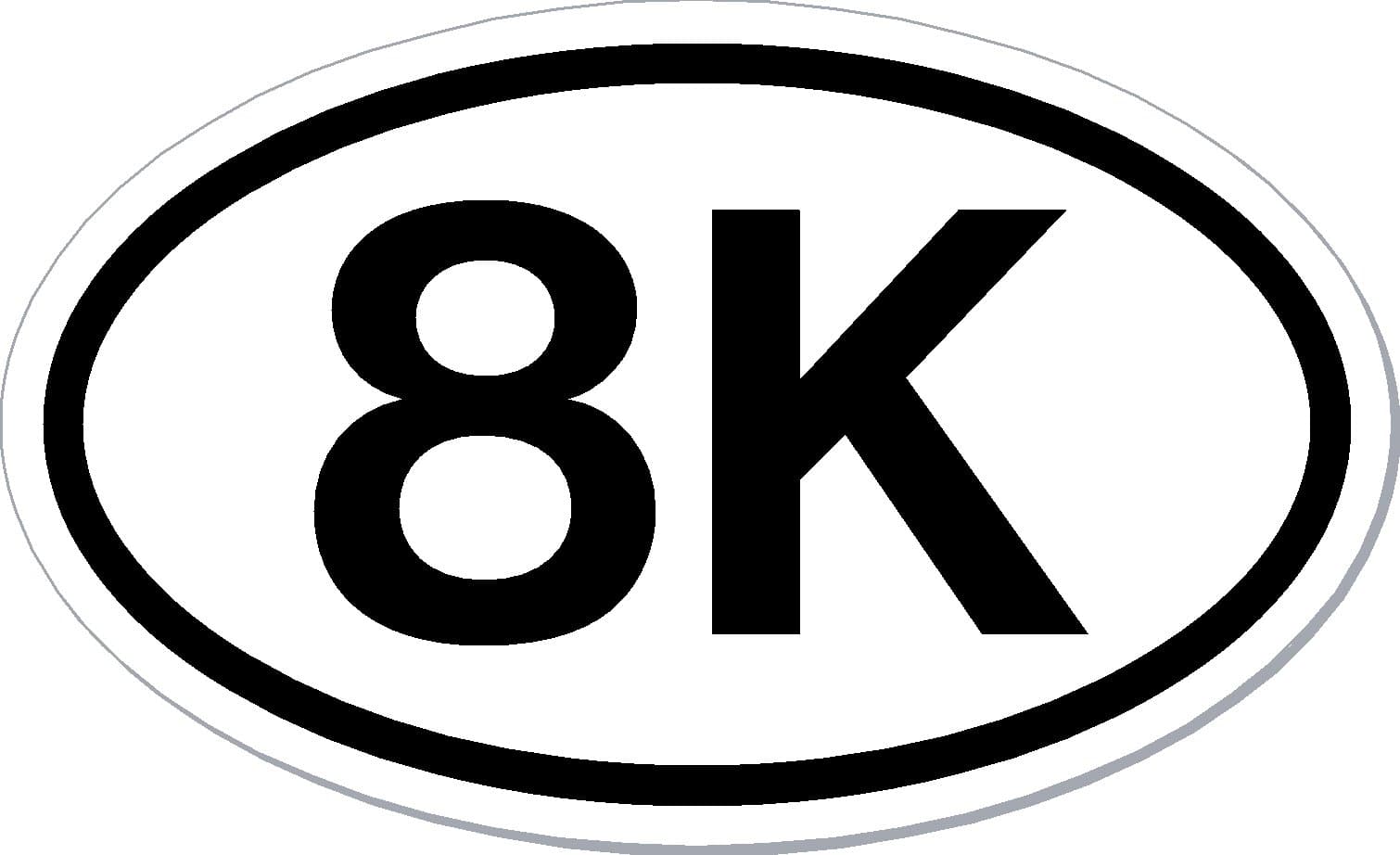 I Make Decals® - 8K, Run car Bumper Window Sticker 3" x 5", Euro Oval - Runner, Running, Race, Marathon, Vinyl Sticker Decal
