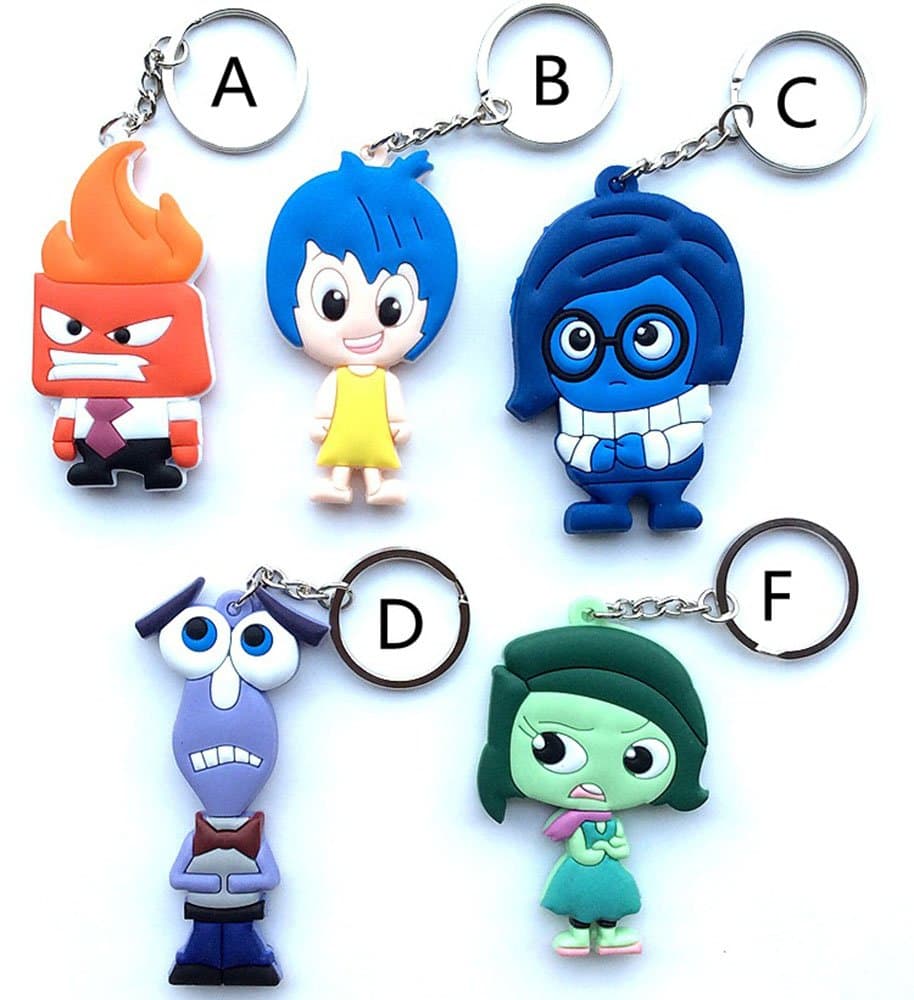 5pcs 2" Inside Out Figures Toys Keychain Dangle Charms Joy Sadness Anger Fear Disgust