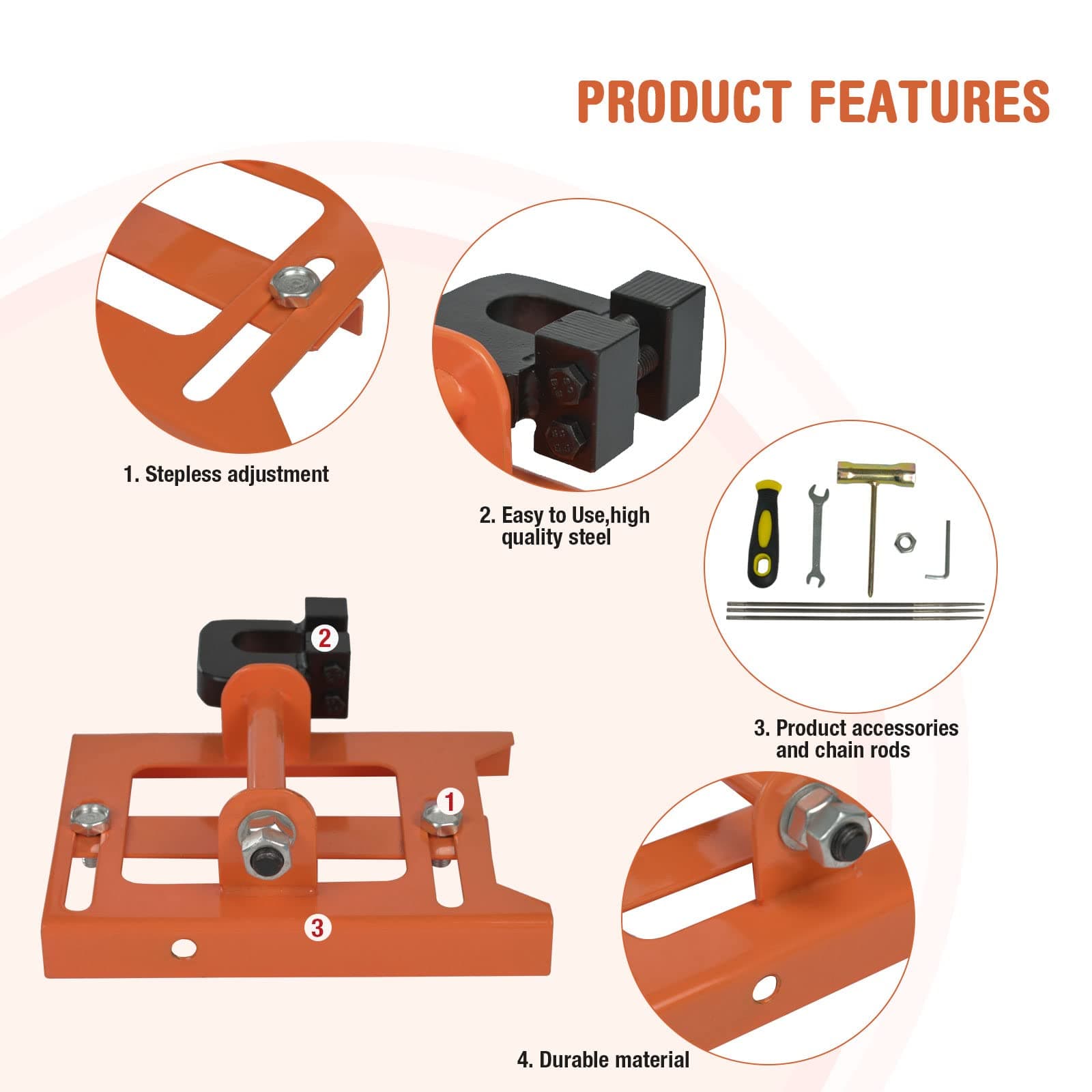 Chainsaw Mill Guide, Portable Vertical Lumber Cutting Guide, Timber Chainsaw Mill Attachment with Free Adjustment Cutting Width 2"-6" for Lumber Sawmill Woodworkers and Builders (Orange)