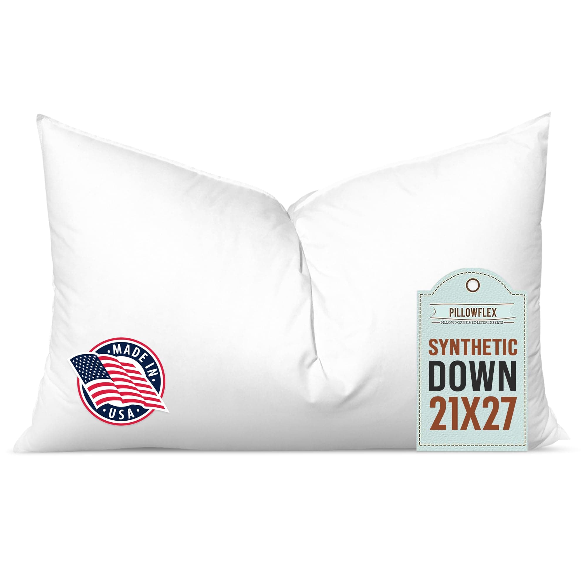 Synthetic Down Pillow Insert - 21x27 Down Alternative Pillow, Ultra Soft Oversized Standard Bed Sleeping Pillow, Large Rectangle Sham - 1 Decorative Pillow Form