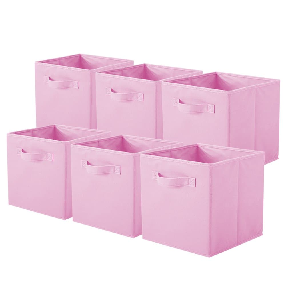 ShellKingdom Storage Bins, Foldable Fabric Storage Cubes And Cloth Storage Organizer Drawer For Closet And Toys Storage, 6 Pack (Pink)