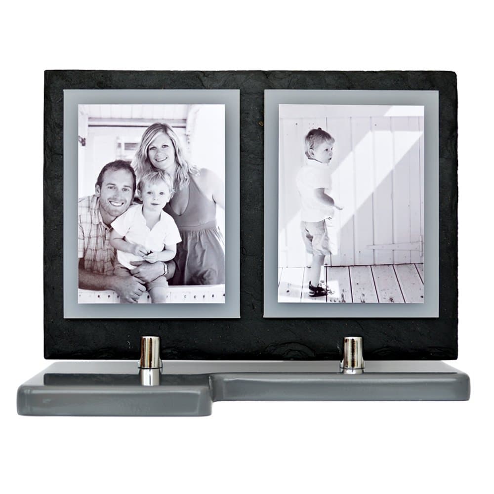 Welsh Slate Twin Photo Frame Kit - Grey