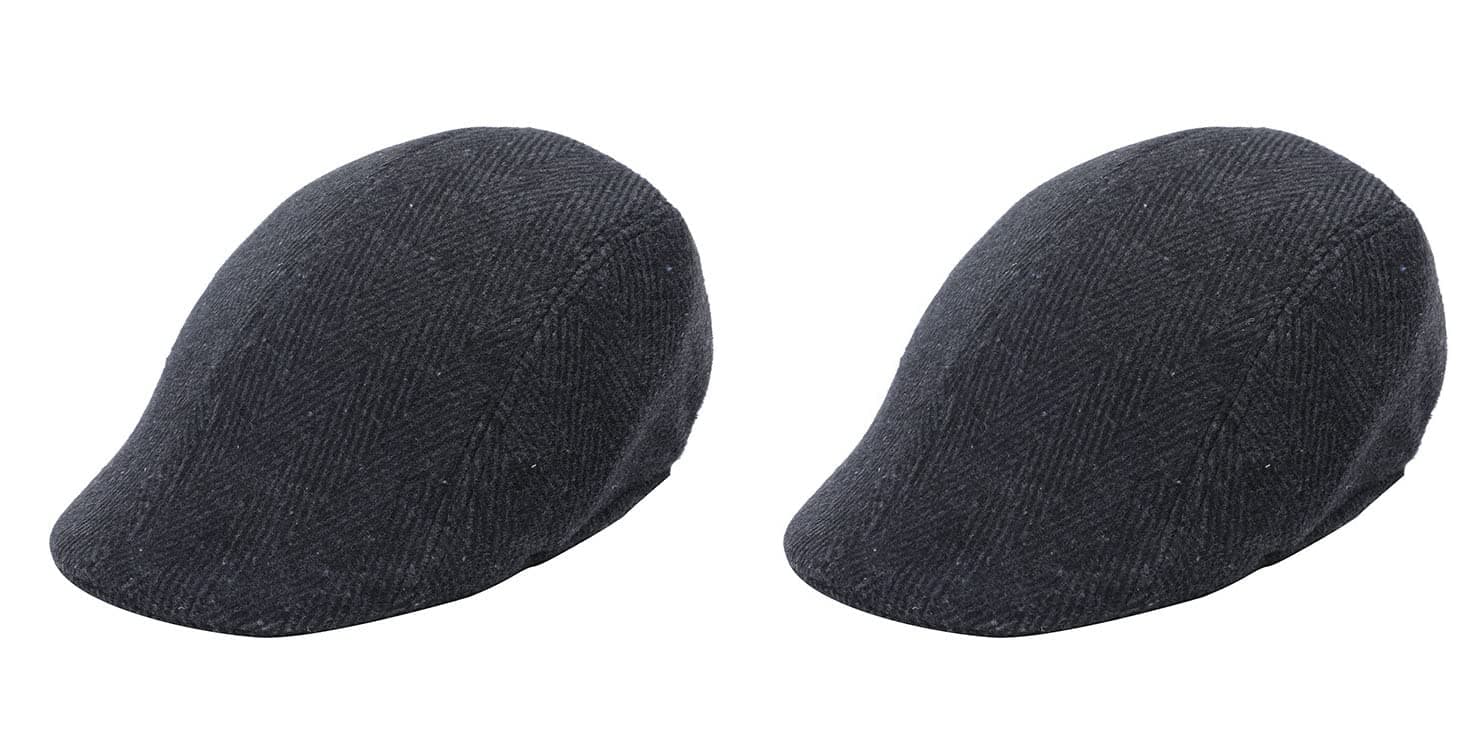 Black Golf/Flat Caps (Pack of 2) for Men