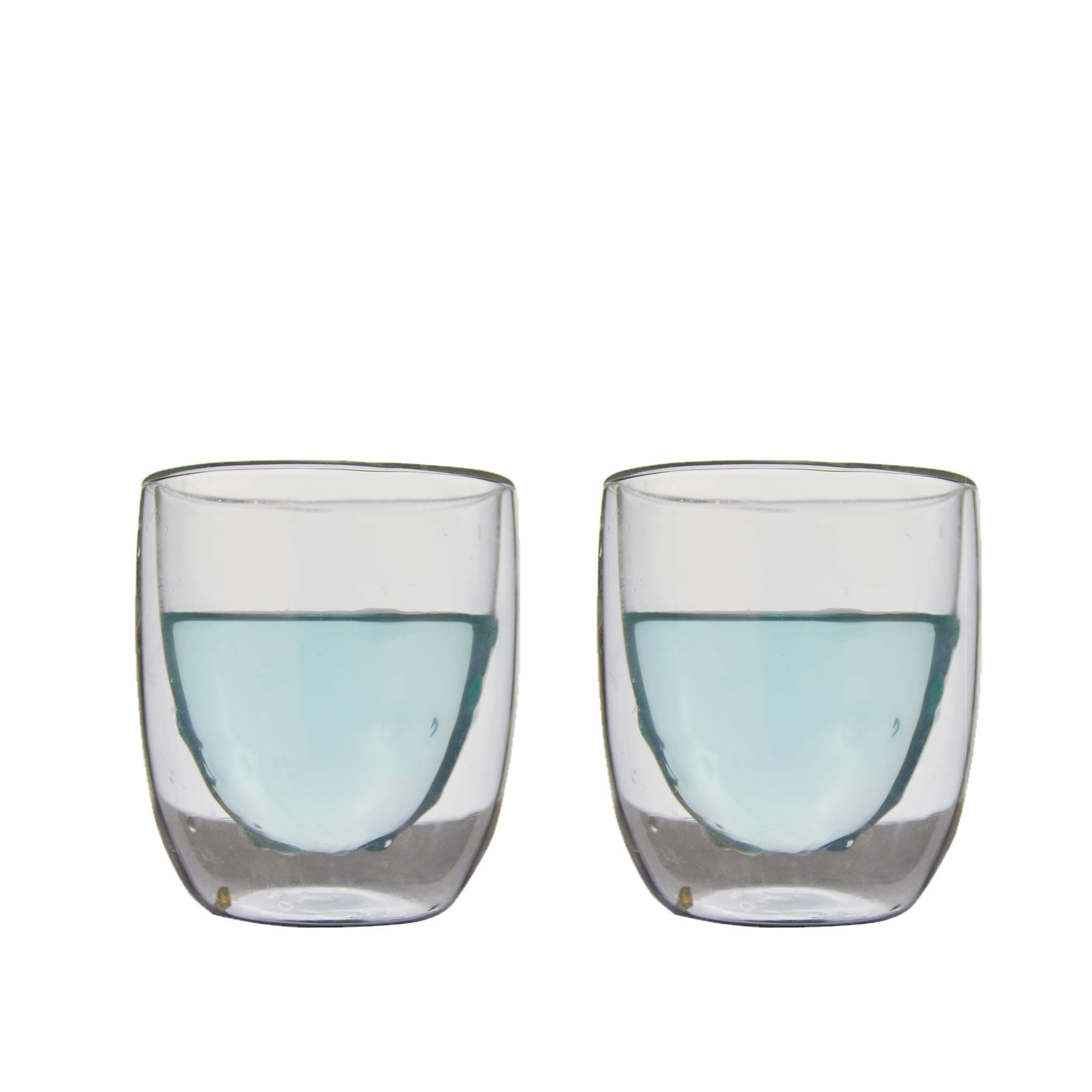 QDO Elements Double Walled Tumbler (Water), Double Wall Glass, Keeps Drinks Cold & Hot, Set of 2, 210mL, 7.1oz