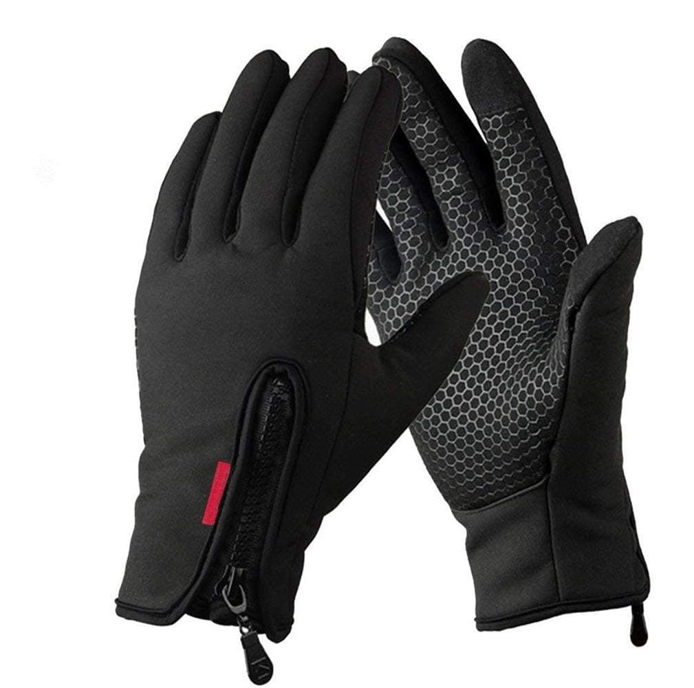 Work Gloves Touch Screen Flex Grip Winter Gloves Warm Fleece Driving Gloves Windproof Outdoor For Men Women,Black (Large)