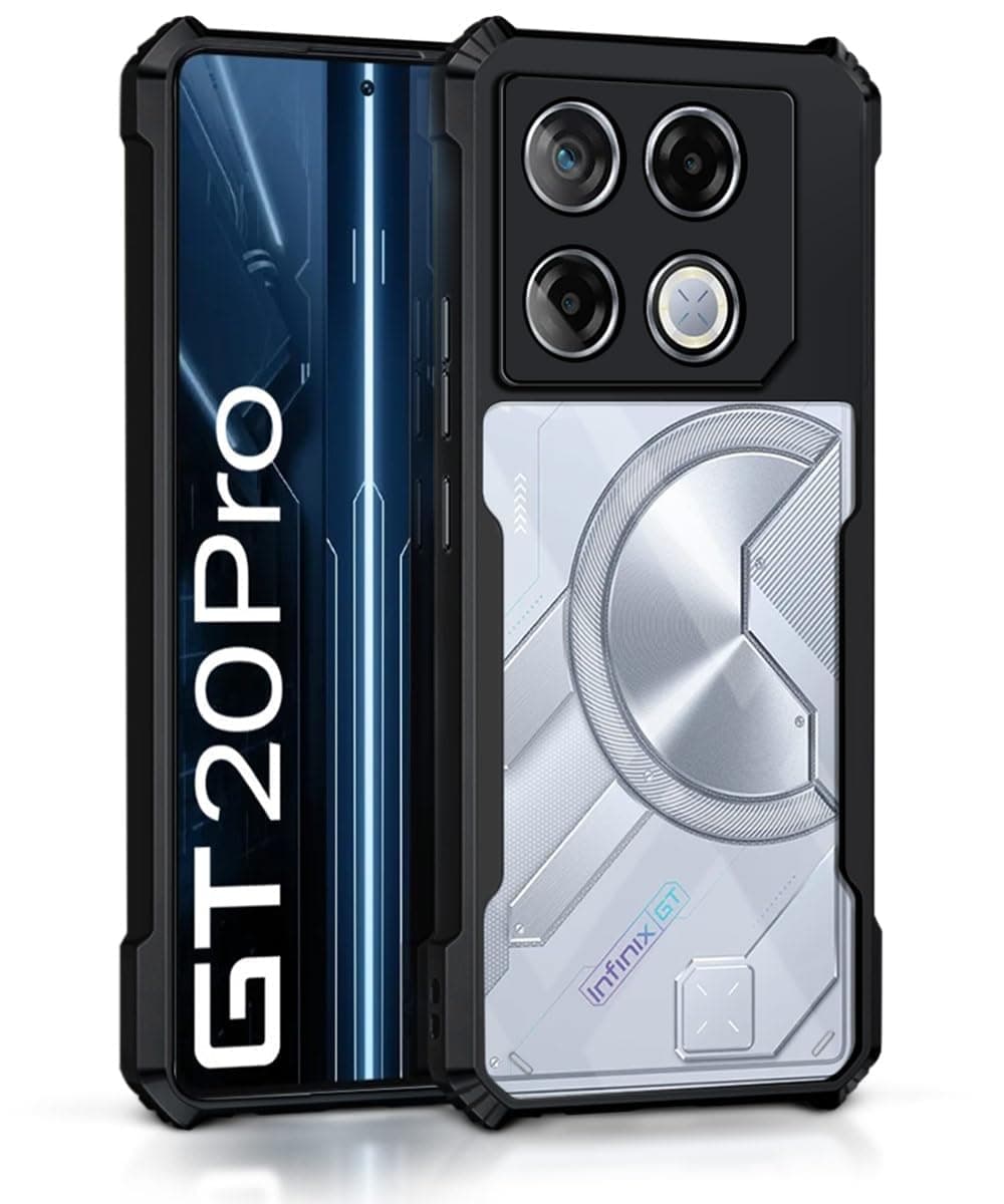 Zubitech Infinix GT 20 Pro Clear Case Hard PC Back Cover with Shockproof TPU Black Border 360 Degree Impact Resistant non-Yellowing Transparent Cover compatible for Infinix GT 20 Pro 5G