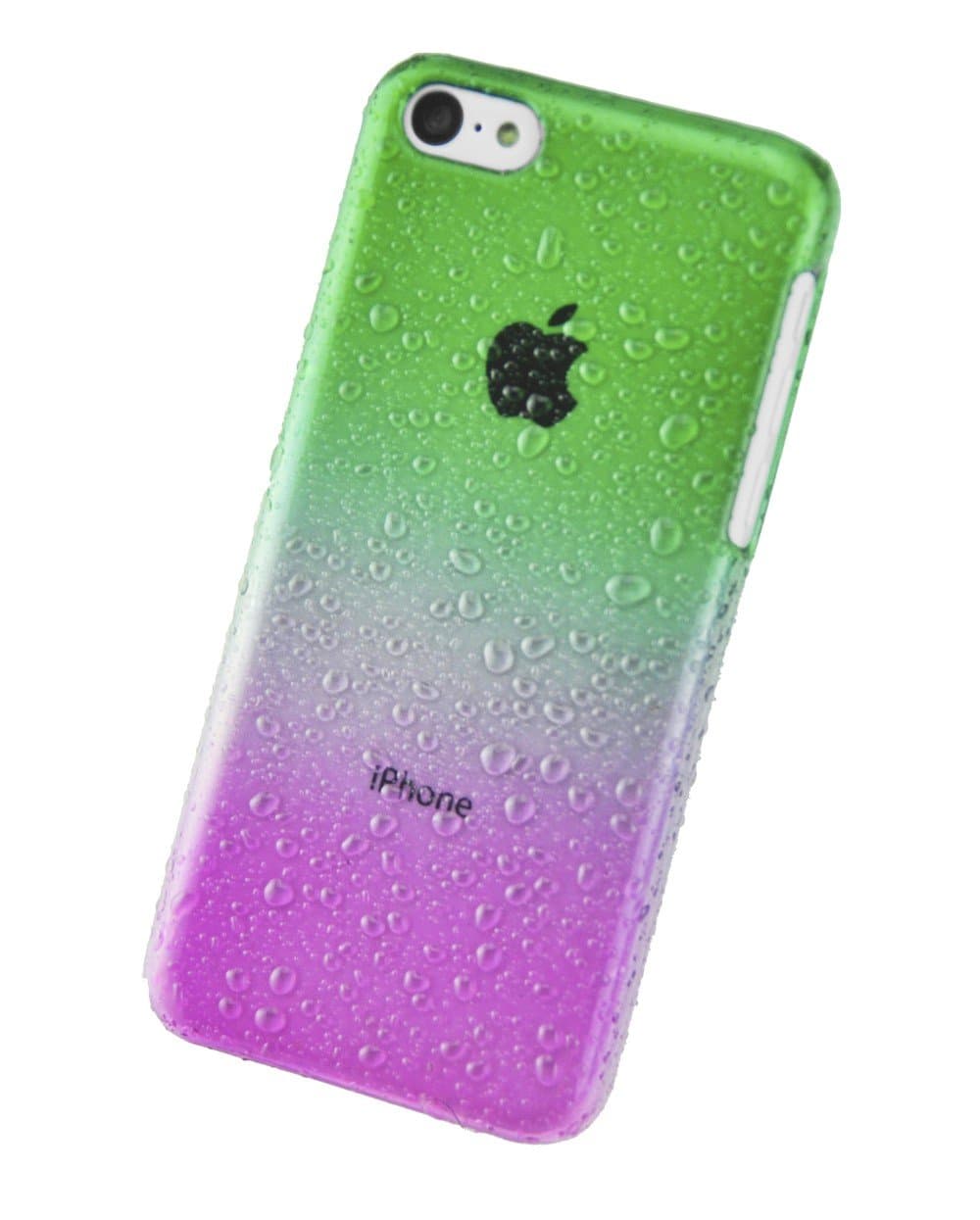 CIRCLE CASE (TM) #circlecase Case for iPhone 5C -Raindrop Series Transparent Glossy (Green Purple Gradient) (EAN CODE : 9868561807220)