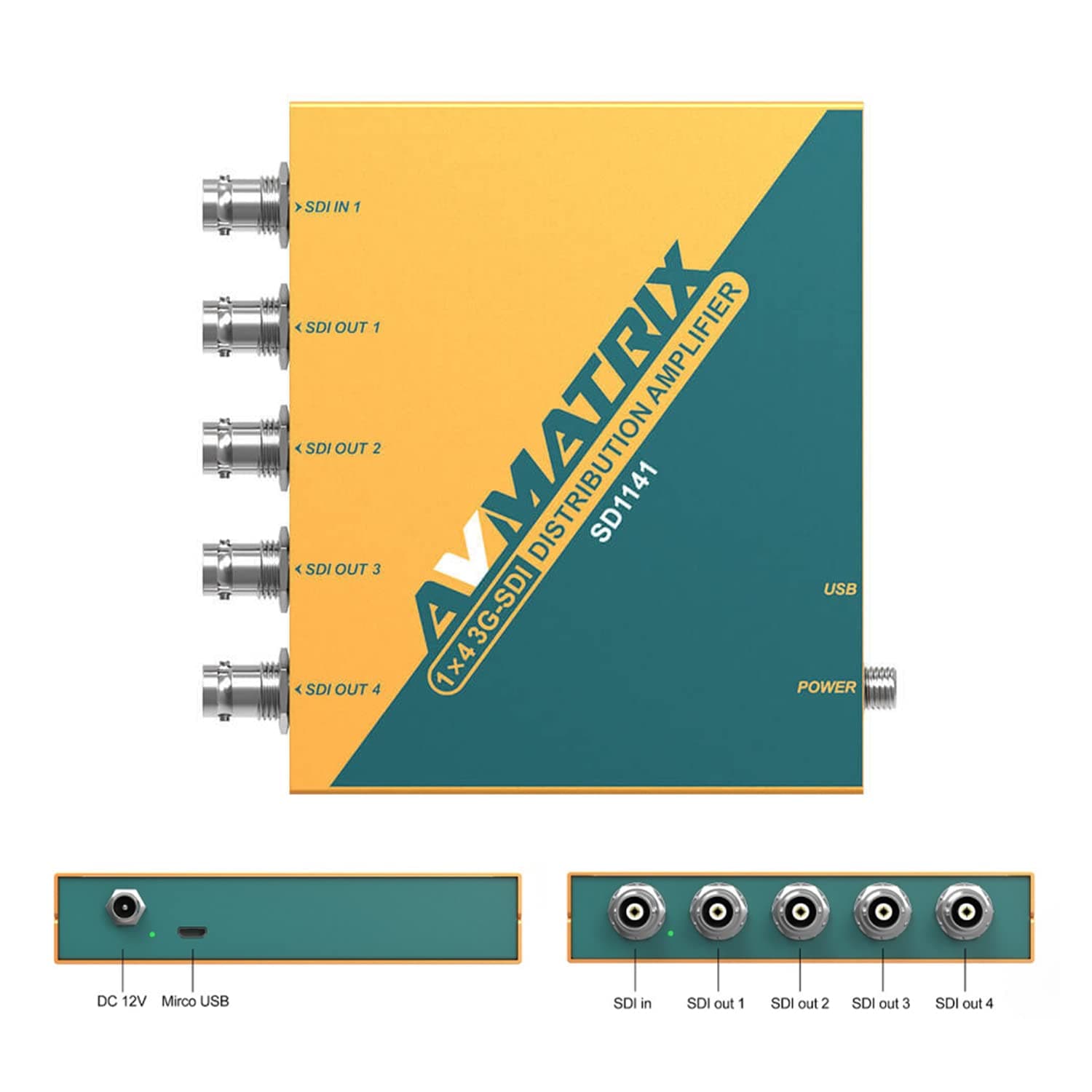 AVMATRIX SDI Splitter 1×4 Distribution Amplifier,3G/HD/SD Supported SDI Formats, Re-clocking, Equalization, Signal Retiming 1080p @60hz SD1141