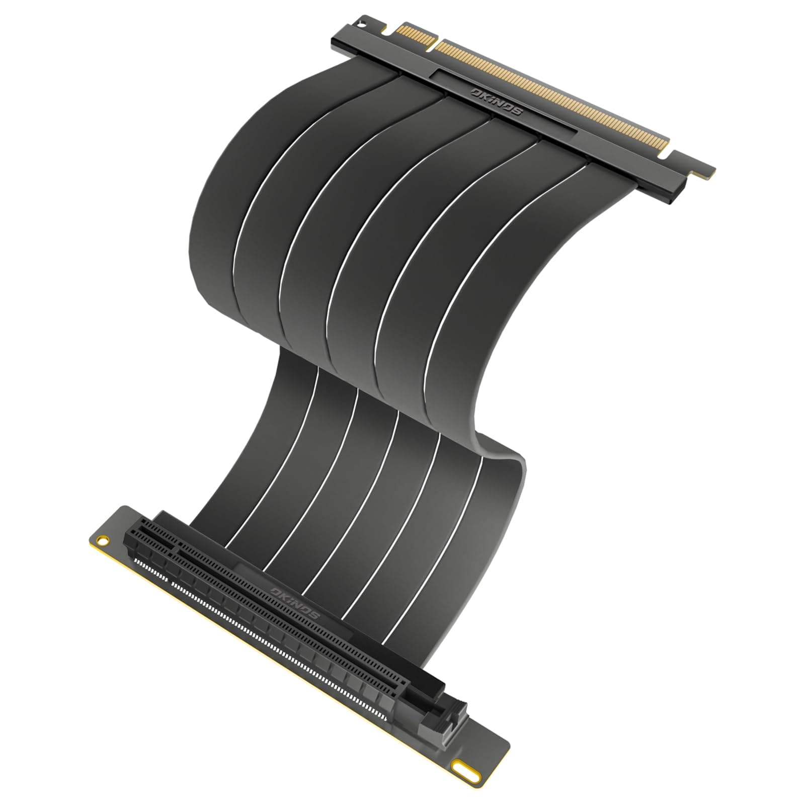 Okinos, PCI-E 4.0 Riser Cable, Compatible with RTX4090, RTX4080, RX7900XTX, PCIe 4.0 x16 High Speed Flexible Extender Card Extension Port 90 Degree Adapter, 200mm Black