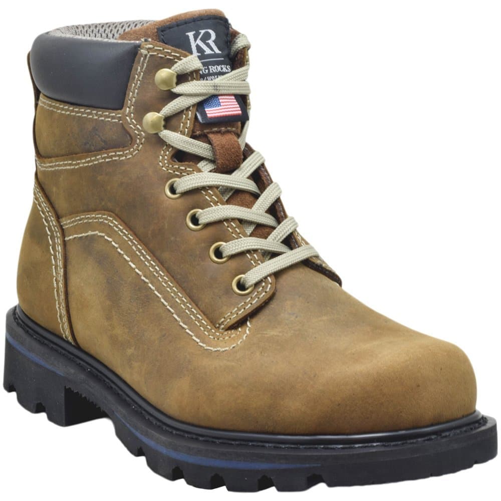 King Rocks Men's 6" Work Boots with 3M Thinsulate Insulation for Construction and Vibram Lugged Outsole