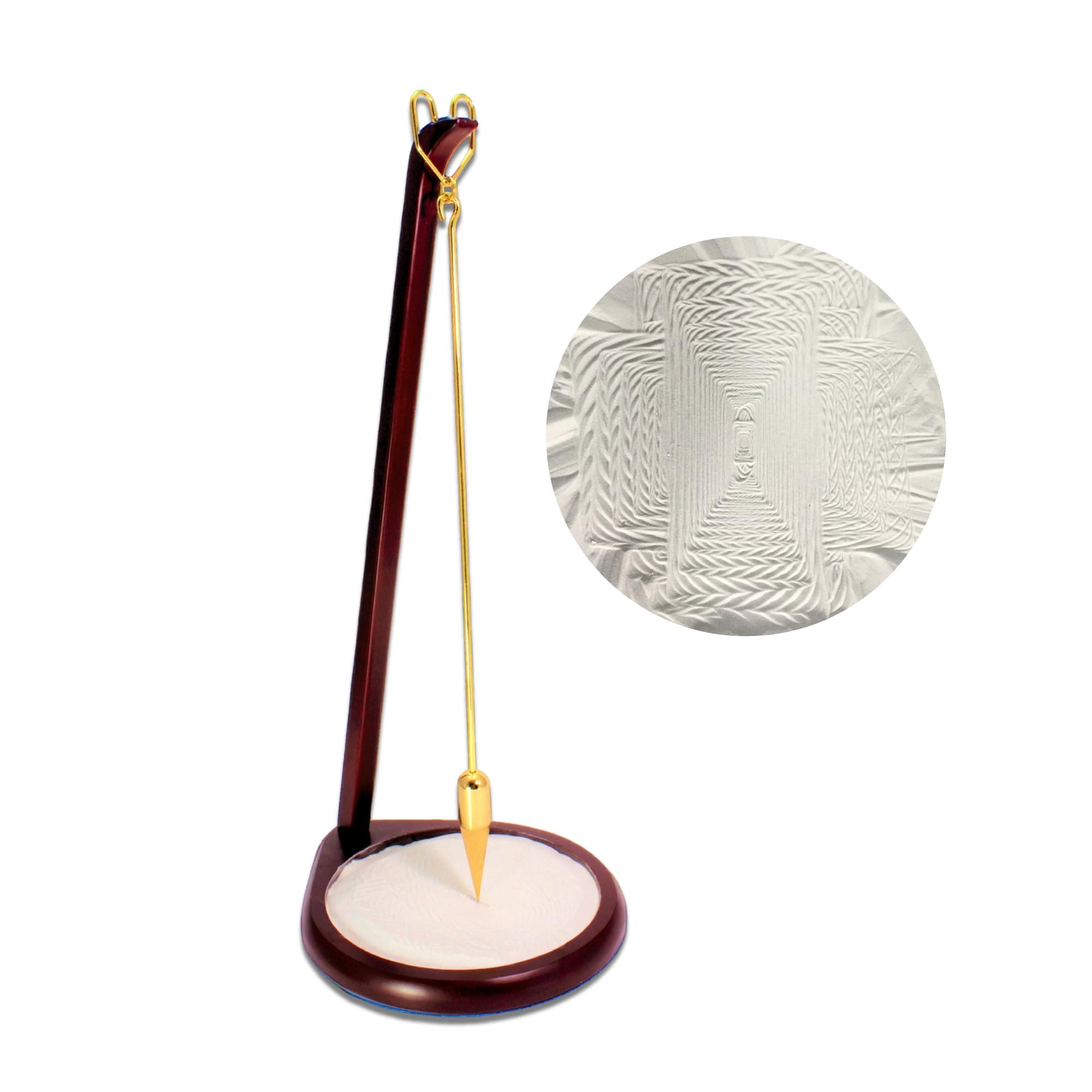 Pit and Pendulum Desktop Accent Piece- Creates Beautiful Designs in Sand | Zen Garden for Stress Relief Similar to Newtons Cradle & Buddha Board Great Office Gift (Large 23", Cherry)