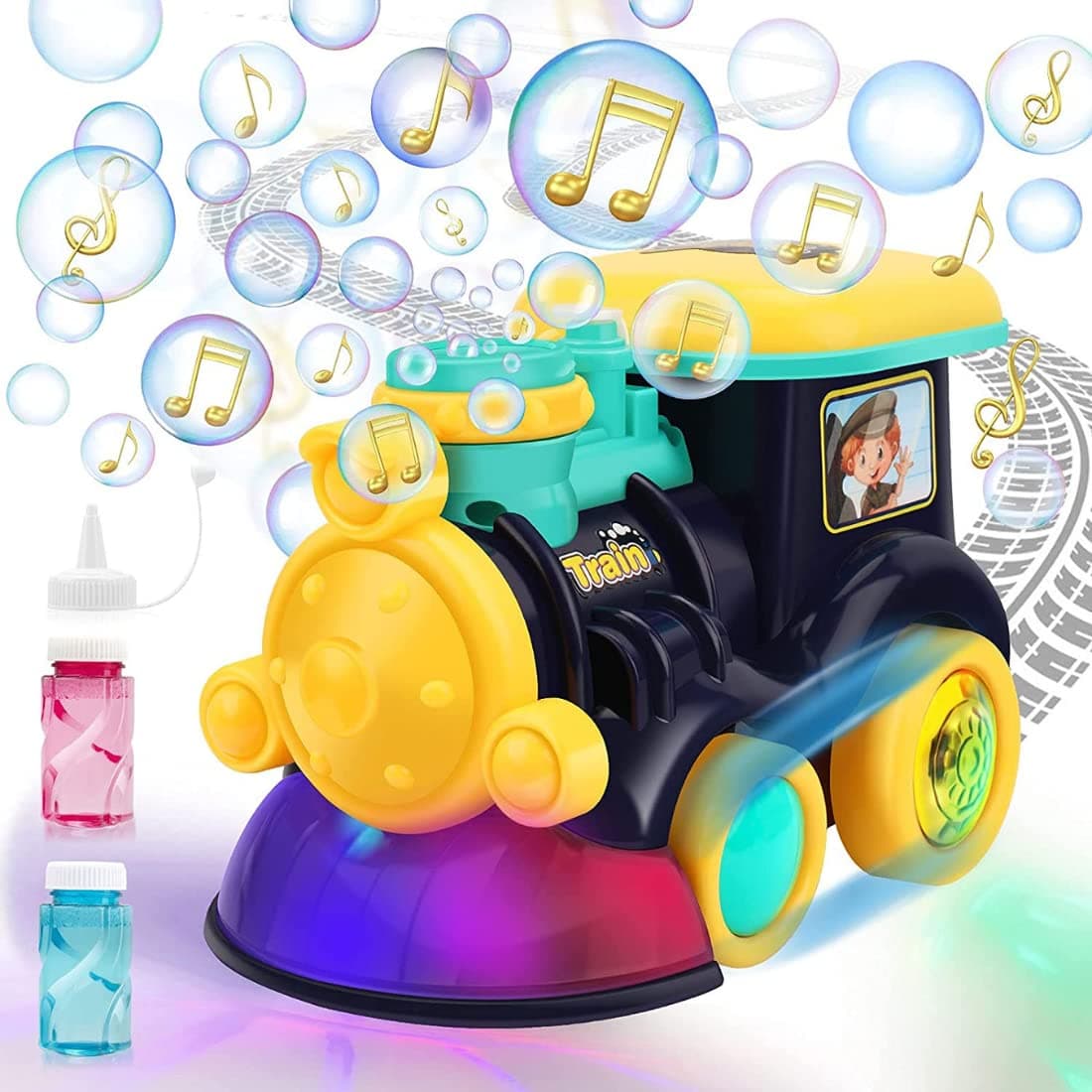 VikriDABubble Maker Train with Lights & Music 3000+ Bubbles/min 120ml Bubble Solution for Outdoor Indoor Activity, Best Gift Option