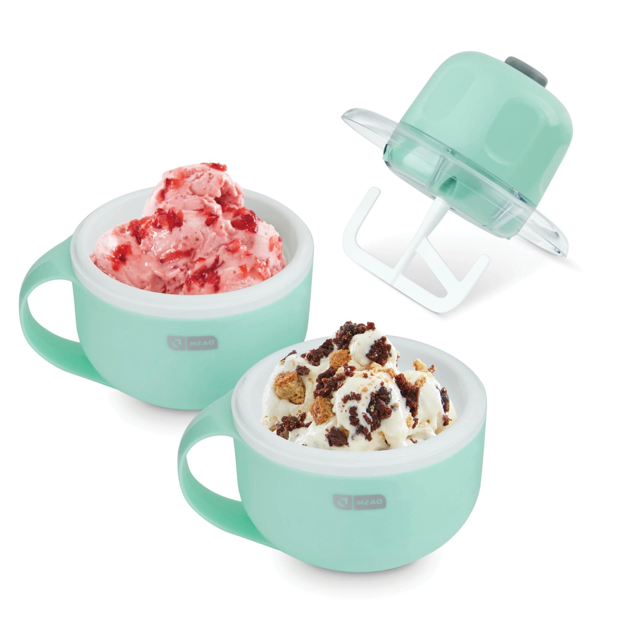 DASH My Mug Ice Cream Maker Machine (Aqua): Multipurpose Soft Serve Ice Cream Machine with 2 Bowls for Homemade Gelato, Sherbet and Frozen Yogurt, Ingredients Chute, Easy to Clean and Store
