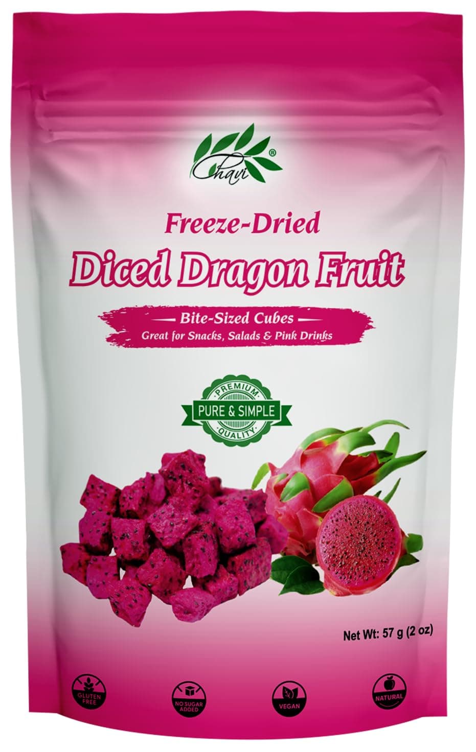 Freeze-Dried Diced Dragon Fruit