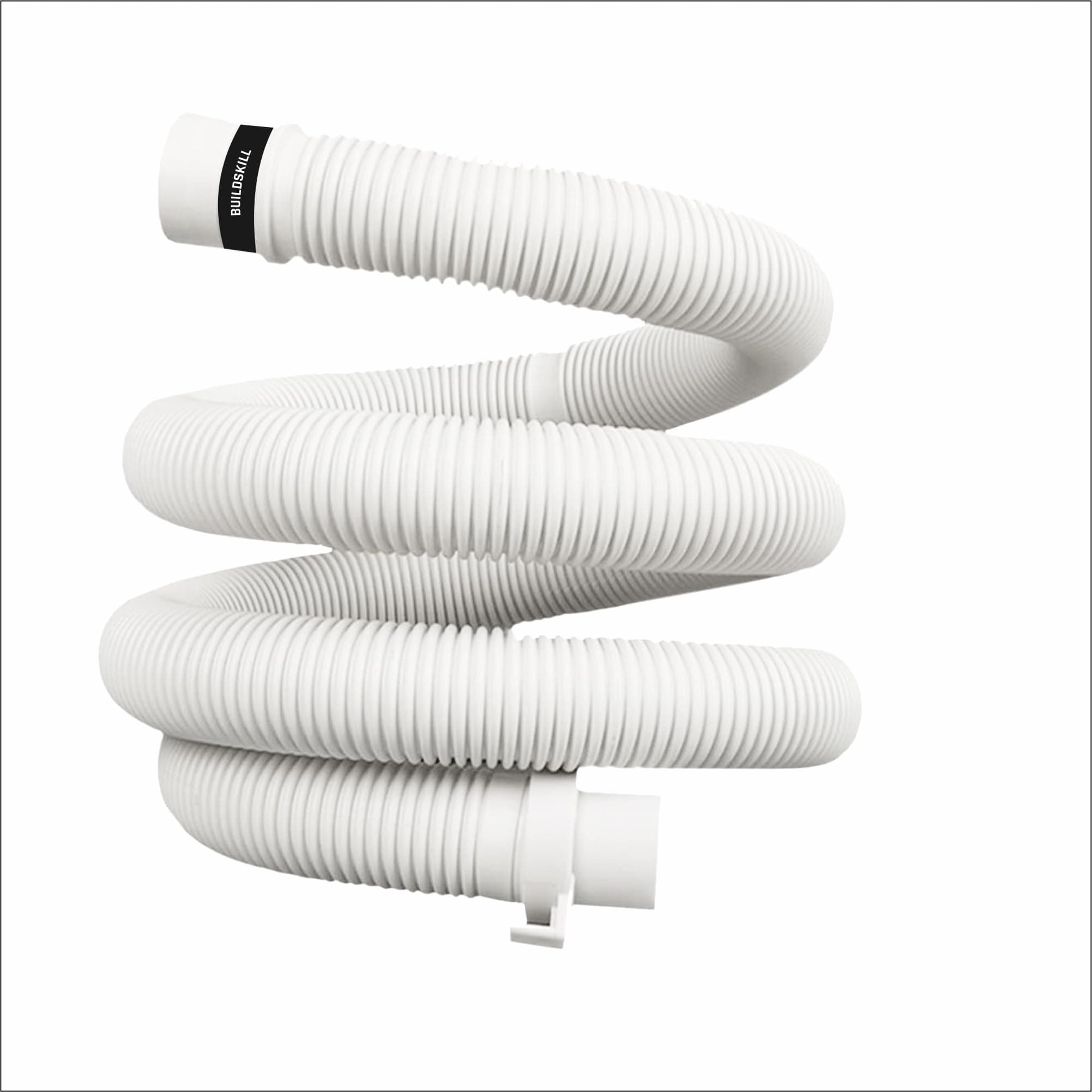 BUILDSKILL Semi-Automatic Washing Machine Drain Pipe 4 Meters | In-Built Anti-Slip Hook | Leakproof Solid Built | Flexible Design | 5-8Kg Washing Machine Pipe Outlet Drain (Pack of 1- White)
